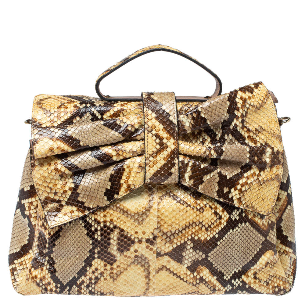 مملوكة مسبقًا Valentino Multicolor Python Aphrodite Top Handle Bag