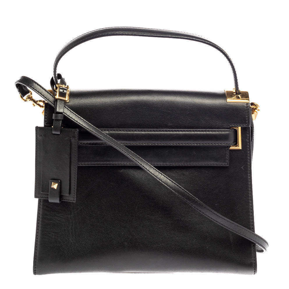 Pre Owned حقيبة فالنتينو "ماي روكستد" يد علويه جلد أسود