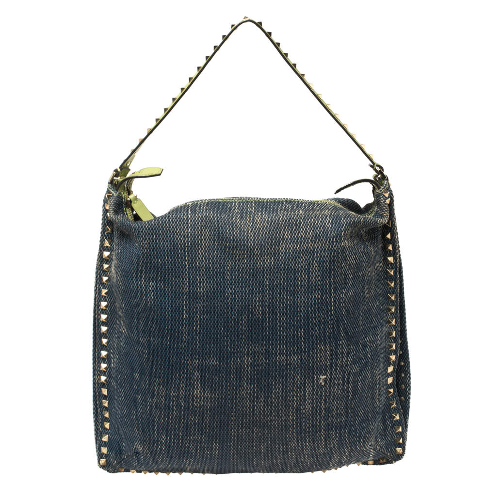 Valentino Blue Denim Rockstud Messenger Bag