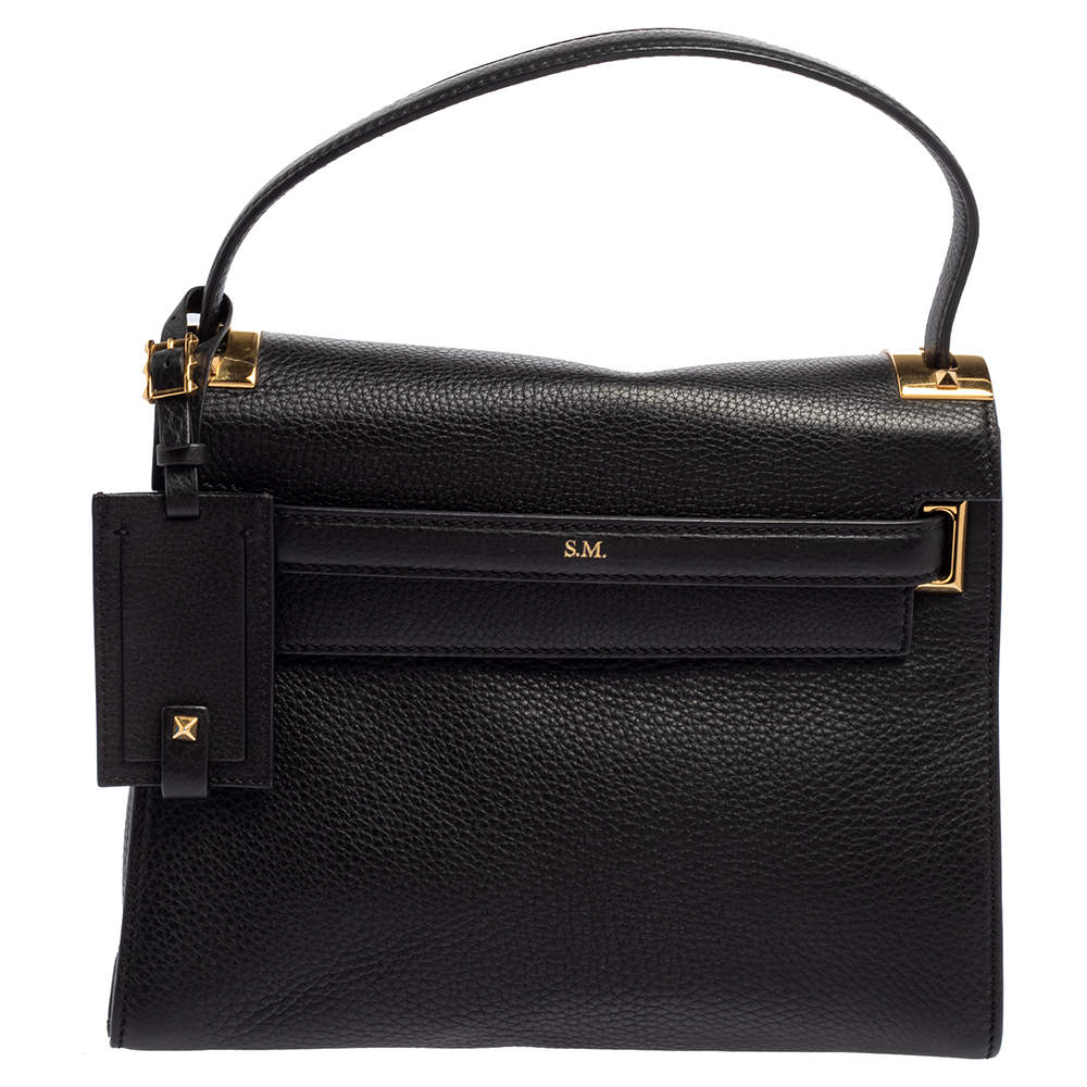 مملوكة مسبقًا حقيبة فالنتينو ماي روكستد جلد أسود يد علوية متوسطة