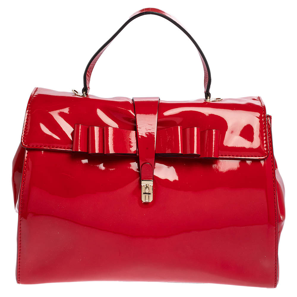 Valentino Red Patent Leather Top Handle Bag