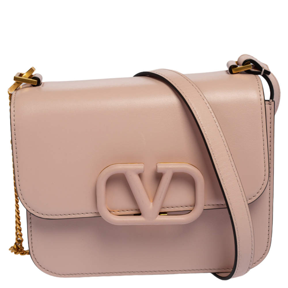 Pre Owned Valentino Pink Leather Small VSling Shoulder Bag