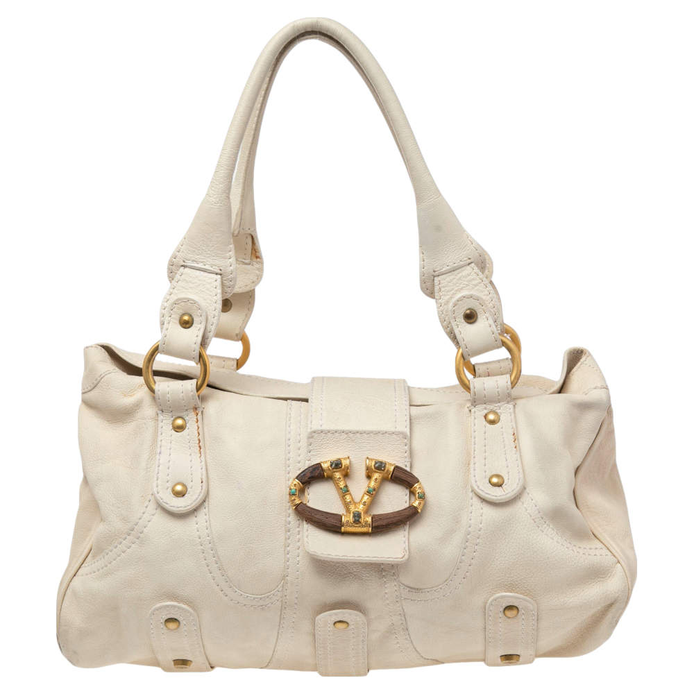 مملوكة مسبقًا حقيبة كتف فالنتينو ڨي لوغو جلد بيج ذات قلاب