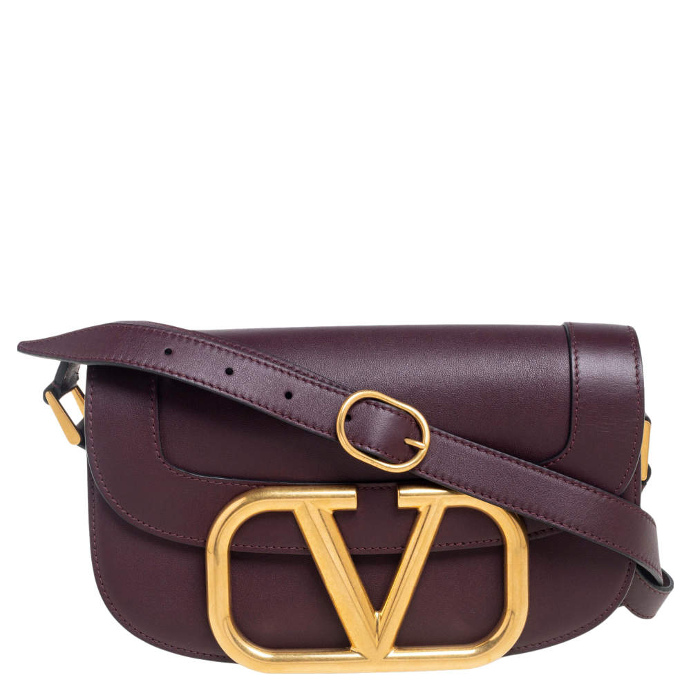 Valentino Burgundy Leather VLogo Supervee Crossbody Bag Valentino | The ...