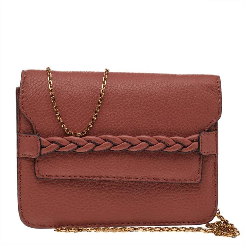Pre Owned Valentino Brown Leather Chain Shoulder Bag