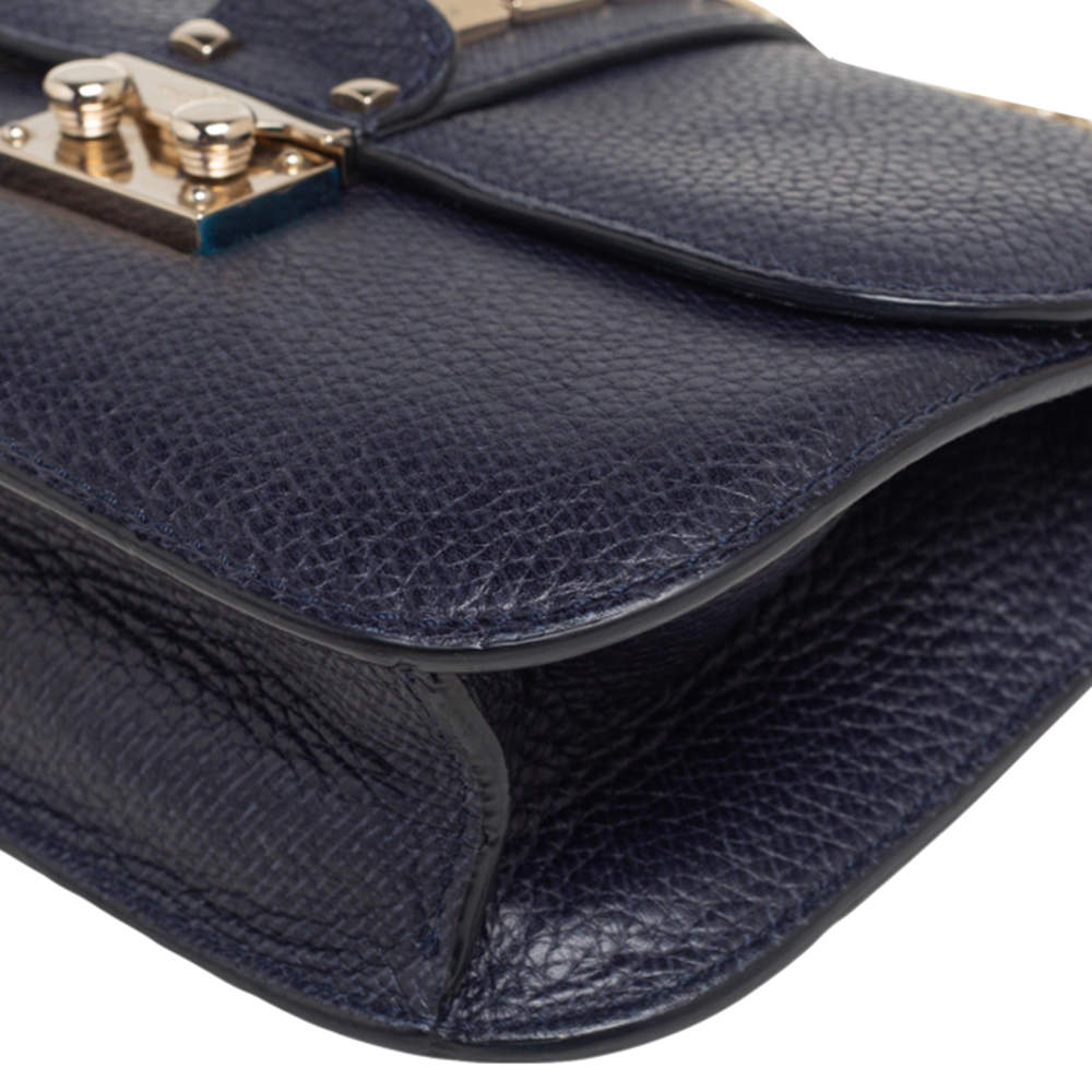 Glam lock leather crossbody bag Valentino Garavani Blue in Leather -  35731328