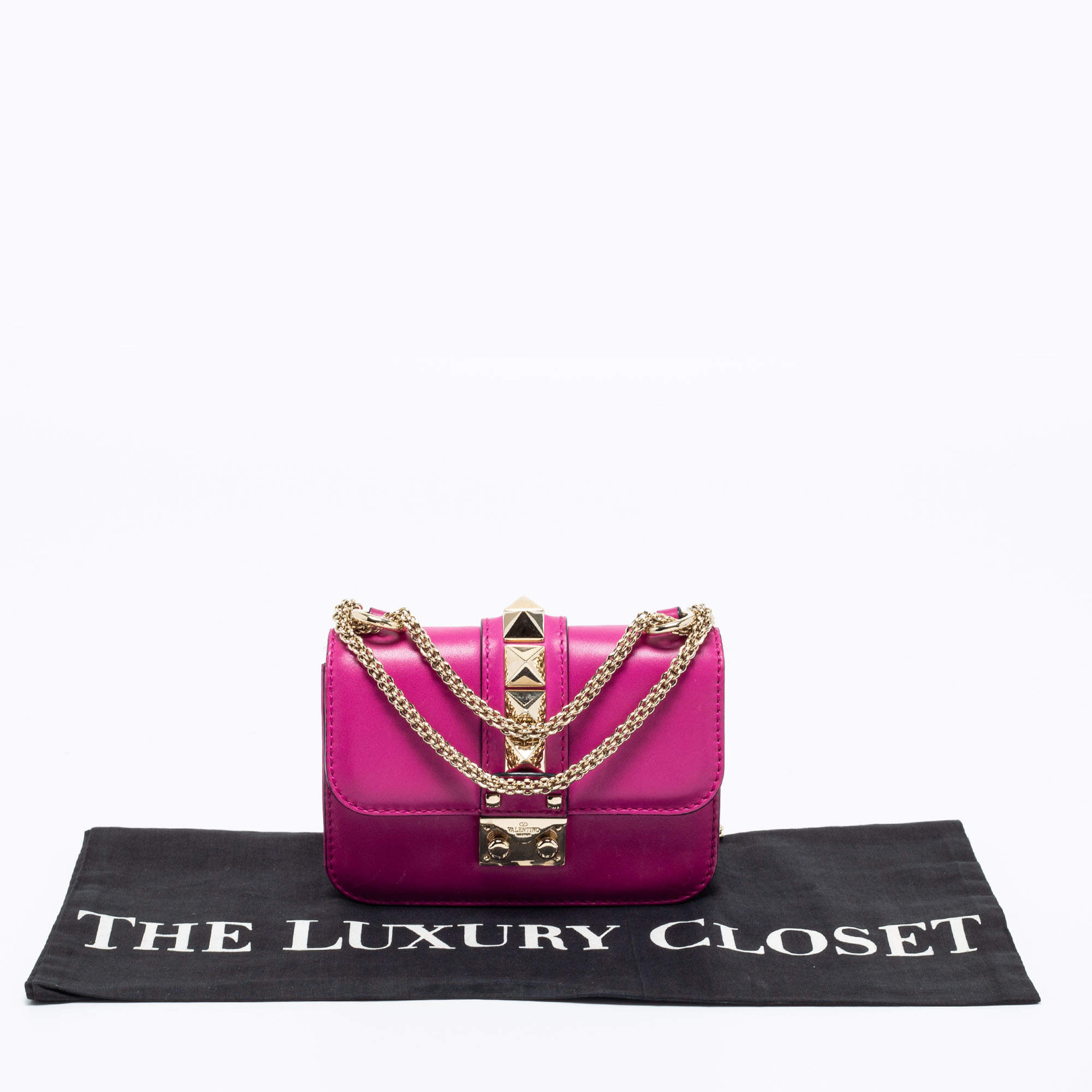Valentino Bag Fuchsia Bag Leather Appliques Gold Rock Studs – Mightychic