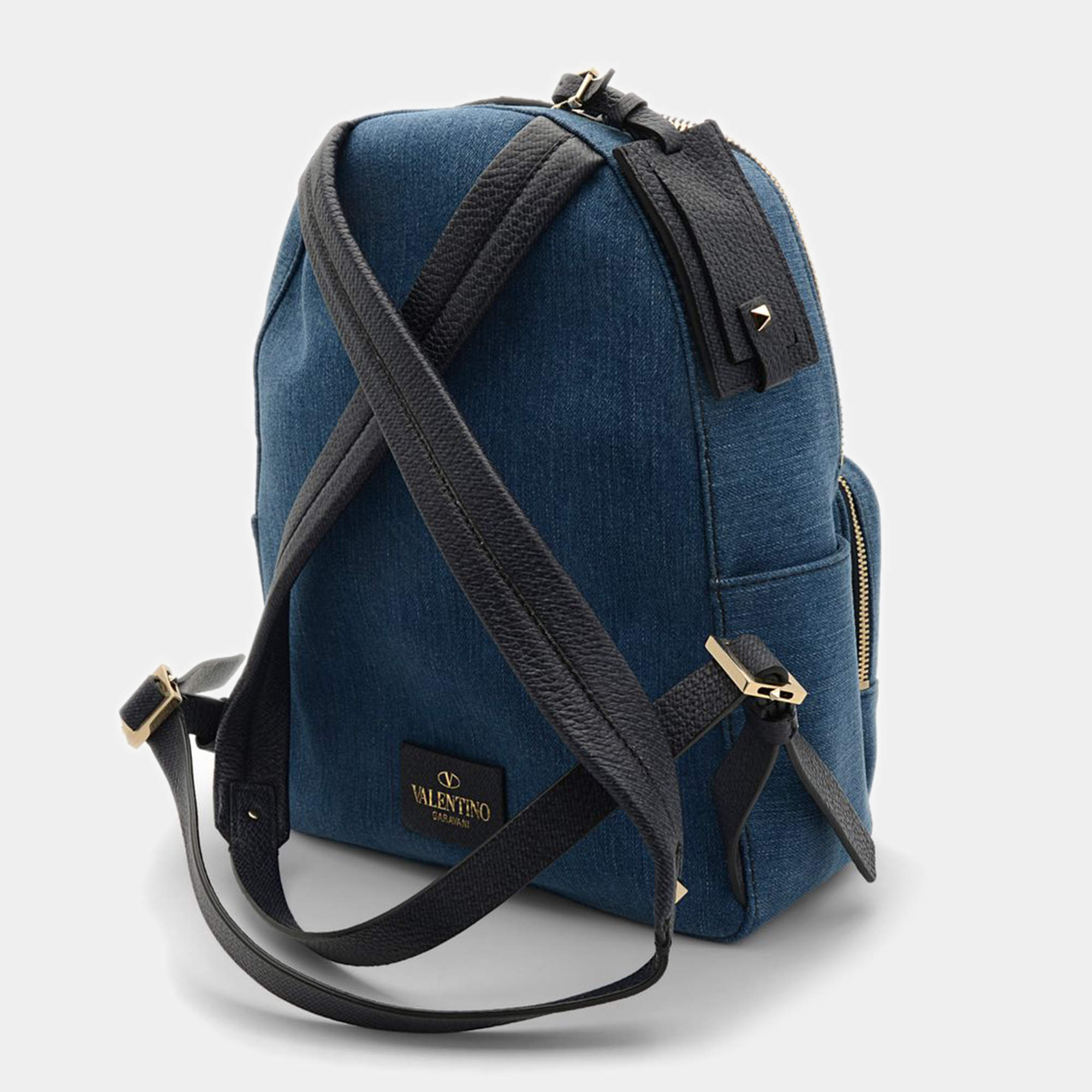 Valentino Light Blue Denim Rockstud Butterfly Backpack Bag - Yoogi's Closet