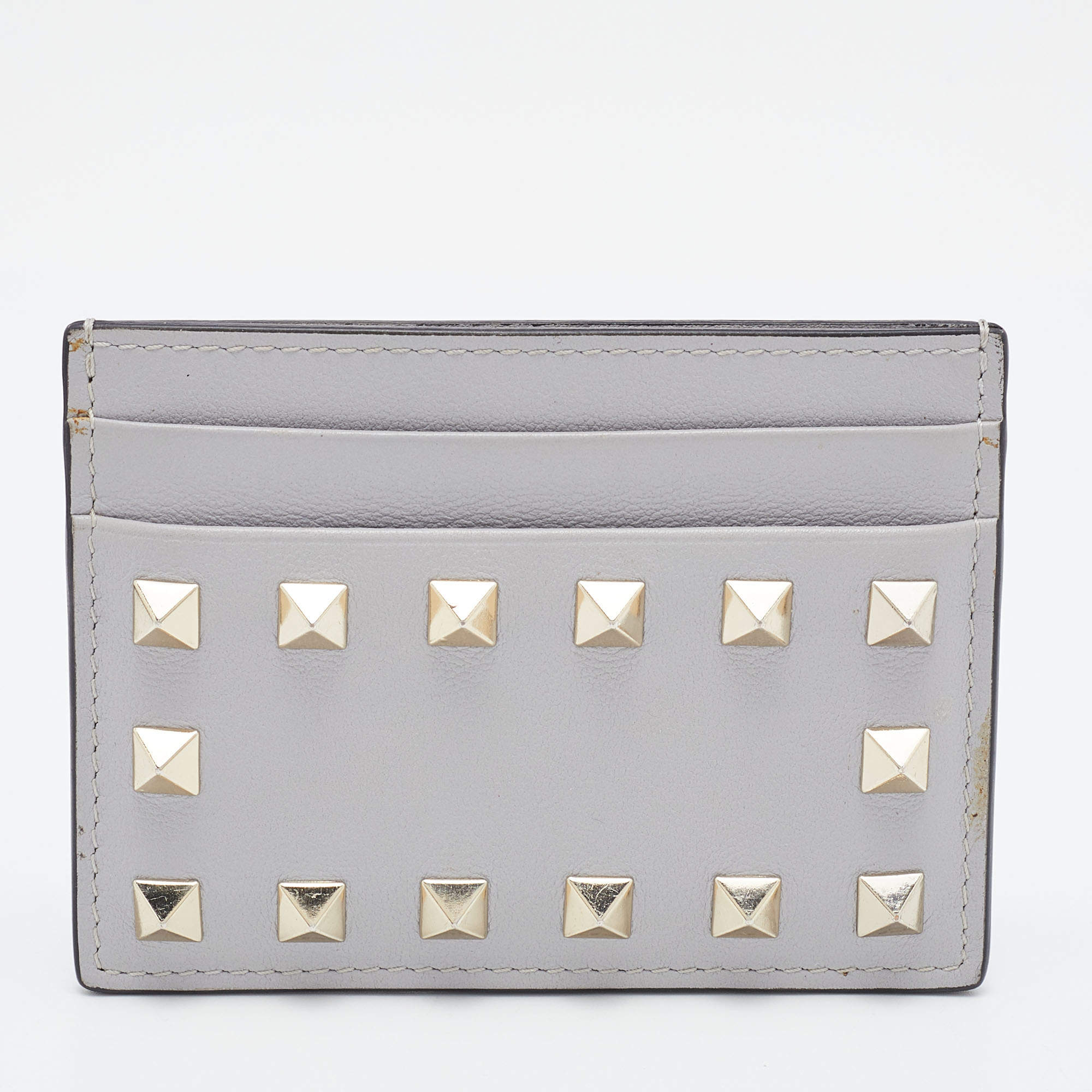 مملوكة مسبقًا حامل بطاقات فالنتينو جلد وردي فاتح مرصع روكستد 