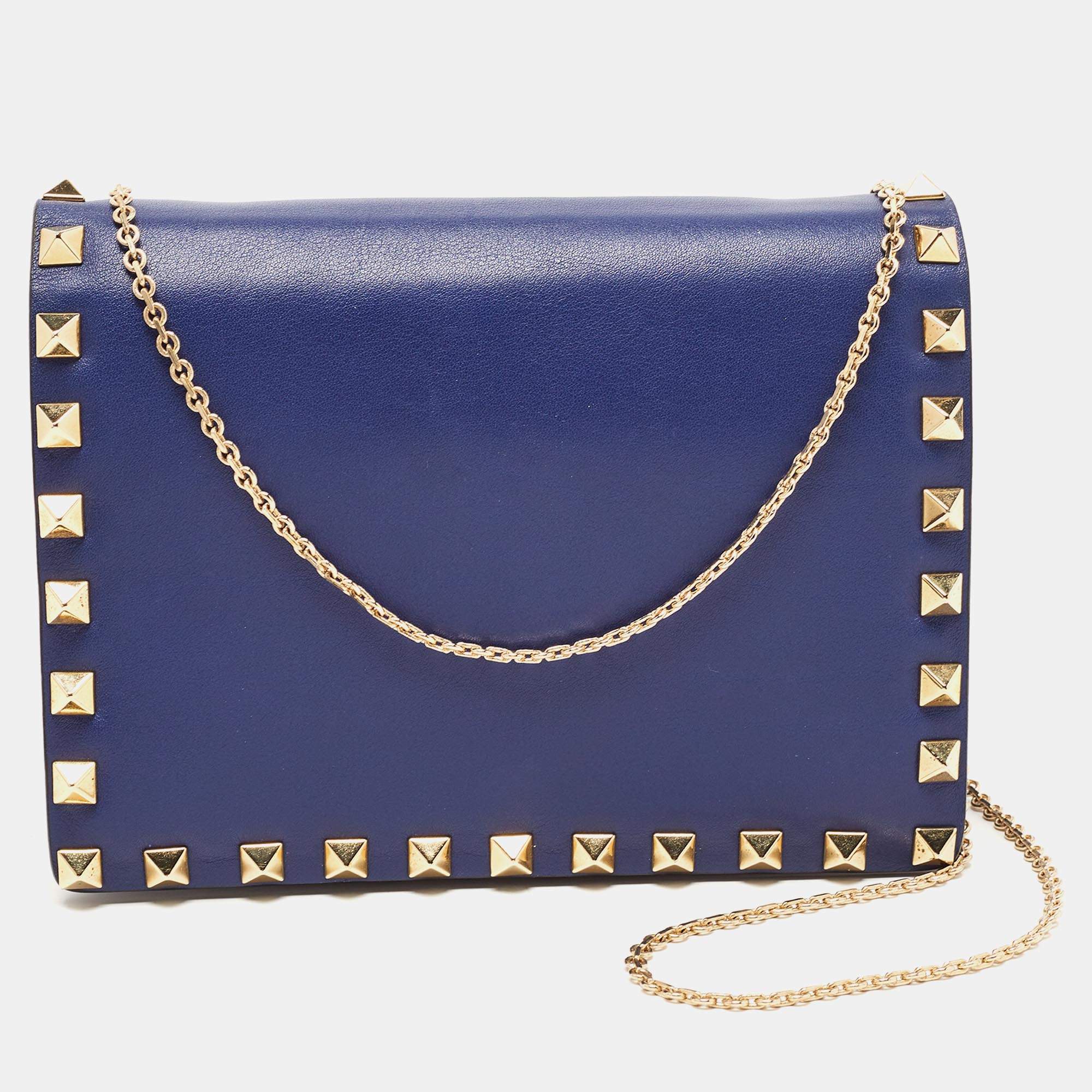 linned Finde sig i salami Valentino Blue Leather Rockstud Mini Chain Crossbody Bag Valentino | TLC