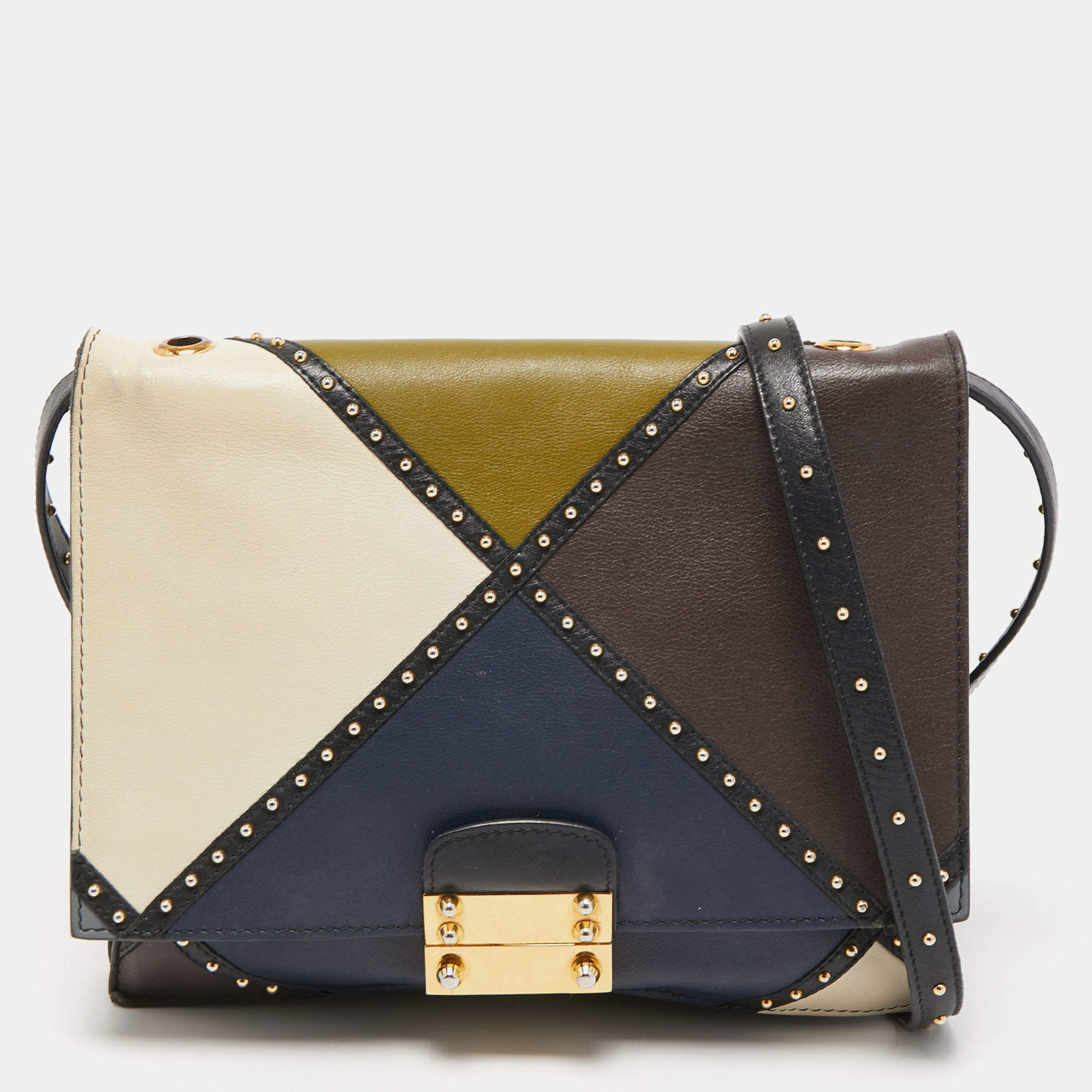 Pre Owned Valentino Multicolor Leather studded Shoulder Bag