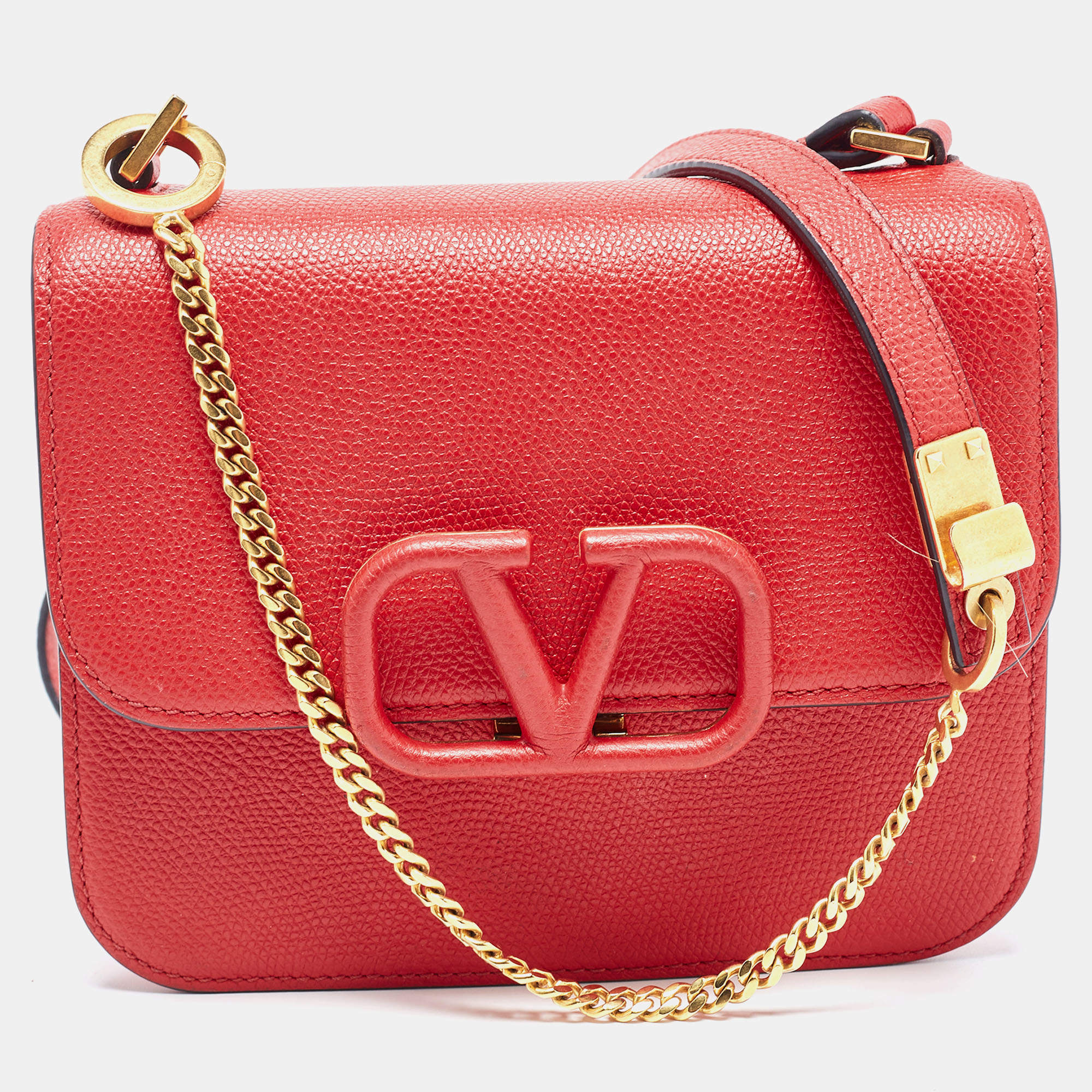 Valentino Red Leather Small VSling Shoulder Bag