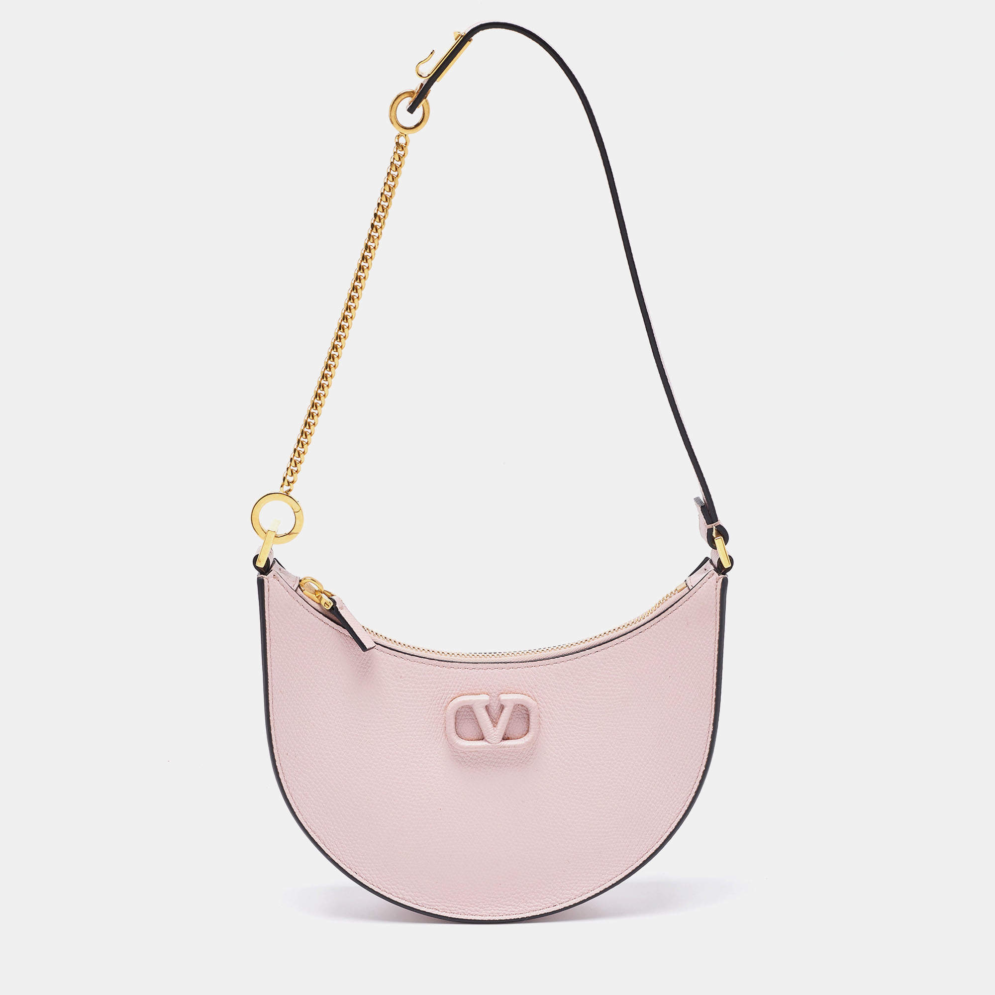 Pre Owned Valentino Pink Leather Mini VLogo Hobo