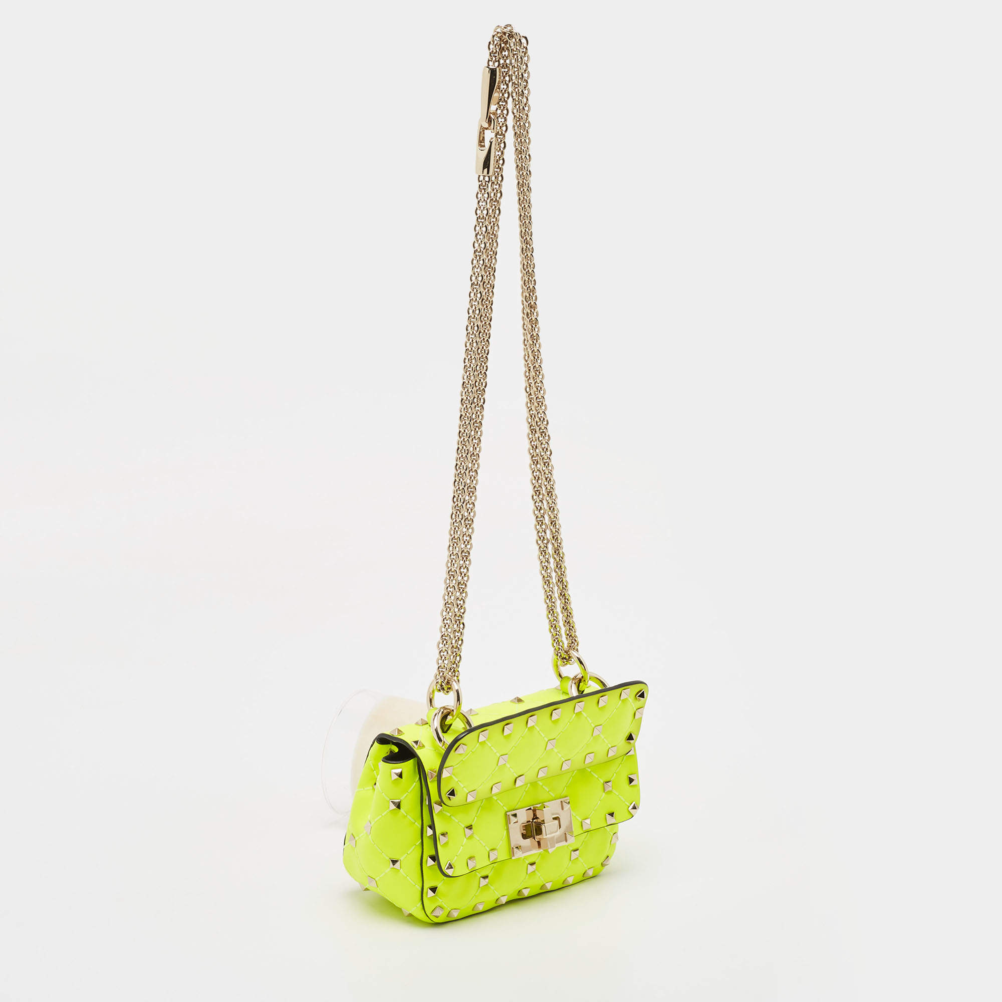 Micro rockstud spike online fluo calfskin leather bag