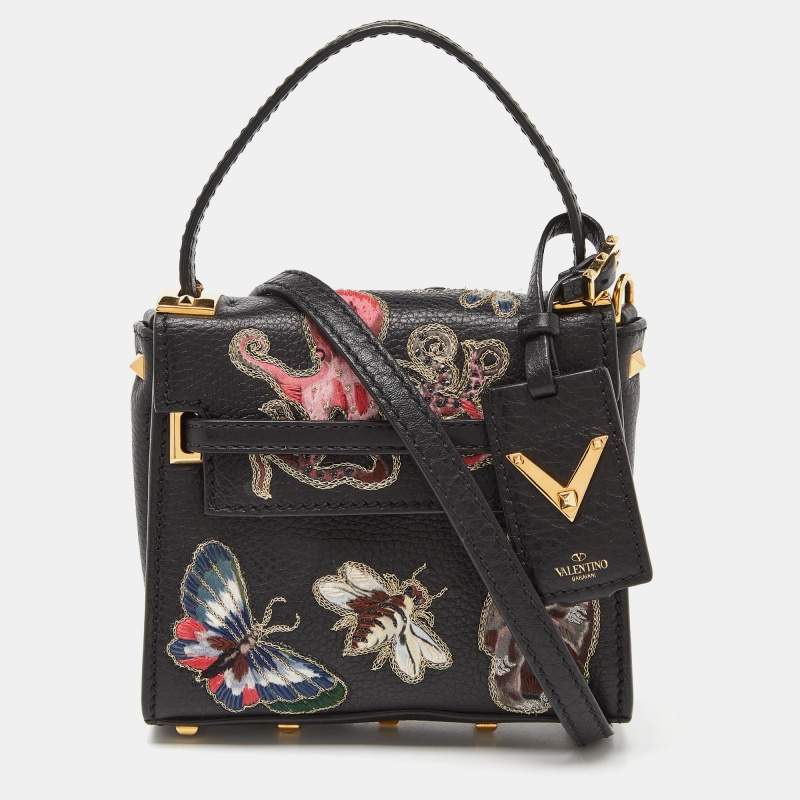 Pre Owned Valentino Black Leather My Rockstud Crossbody Bag