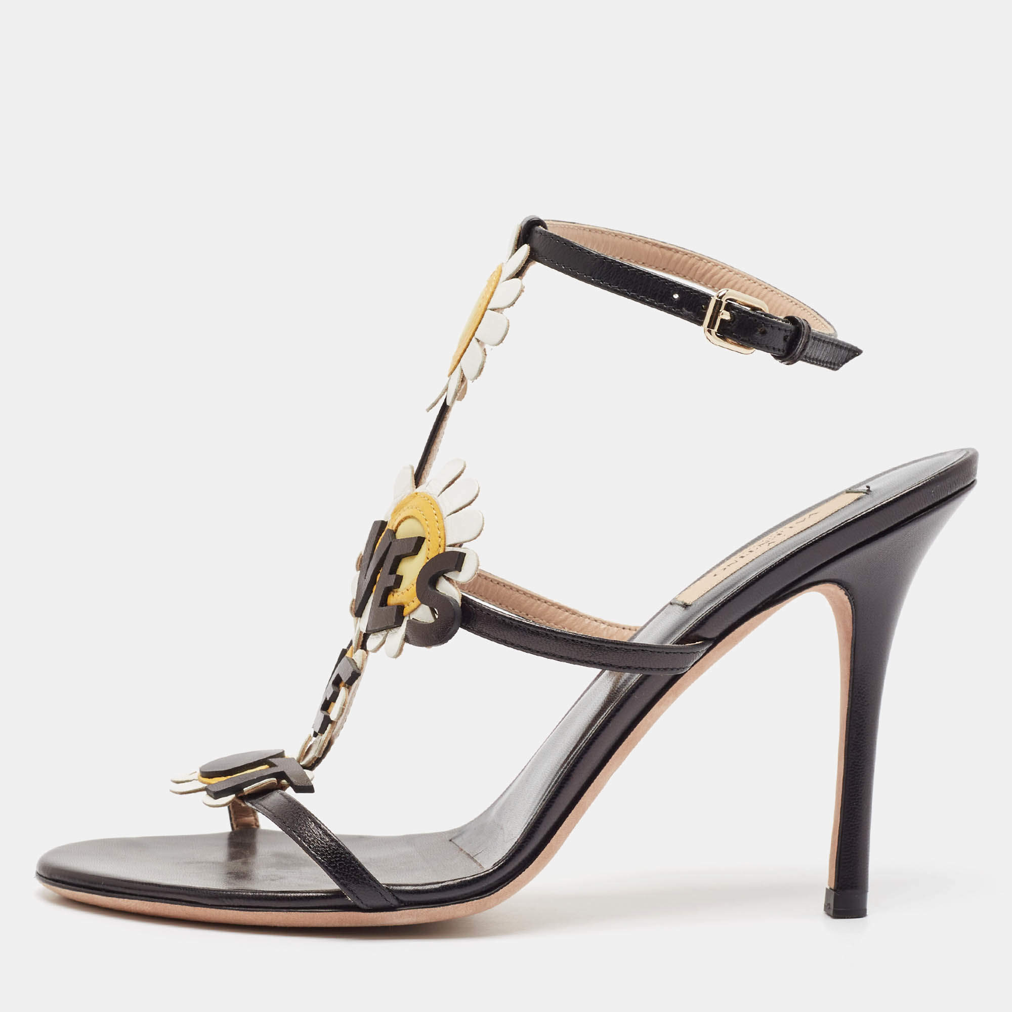 Valentino Black Leather Ankle Strap Sandals Size 39