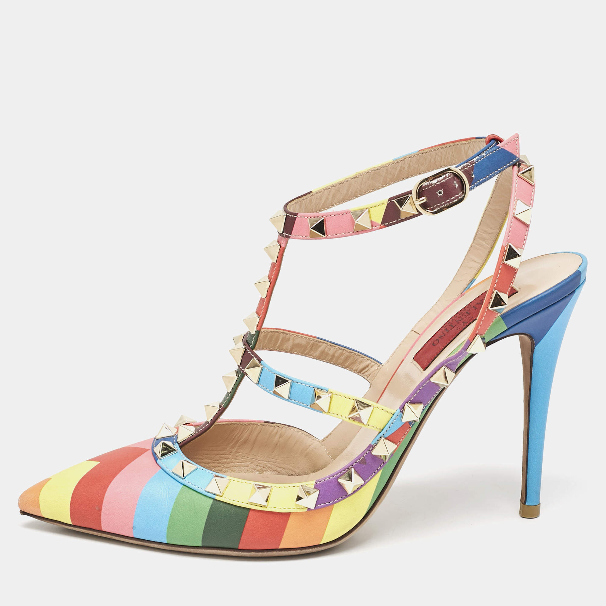 Valentino Multicolor Leather Rockstud Pumps Size 38