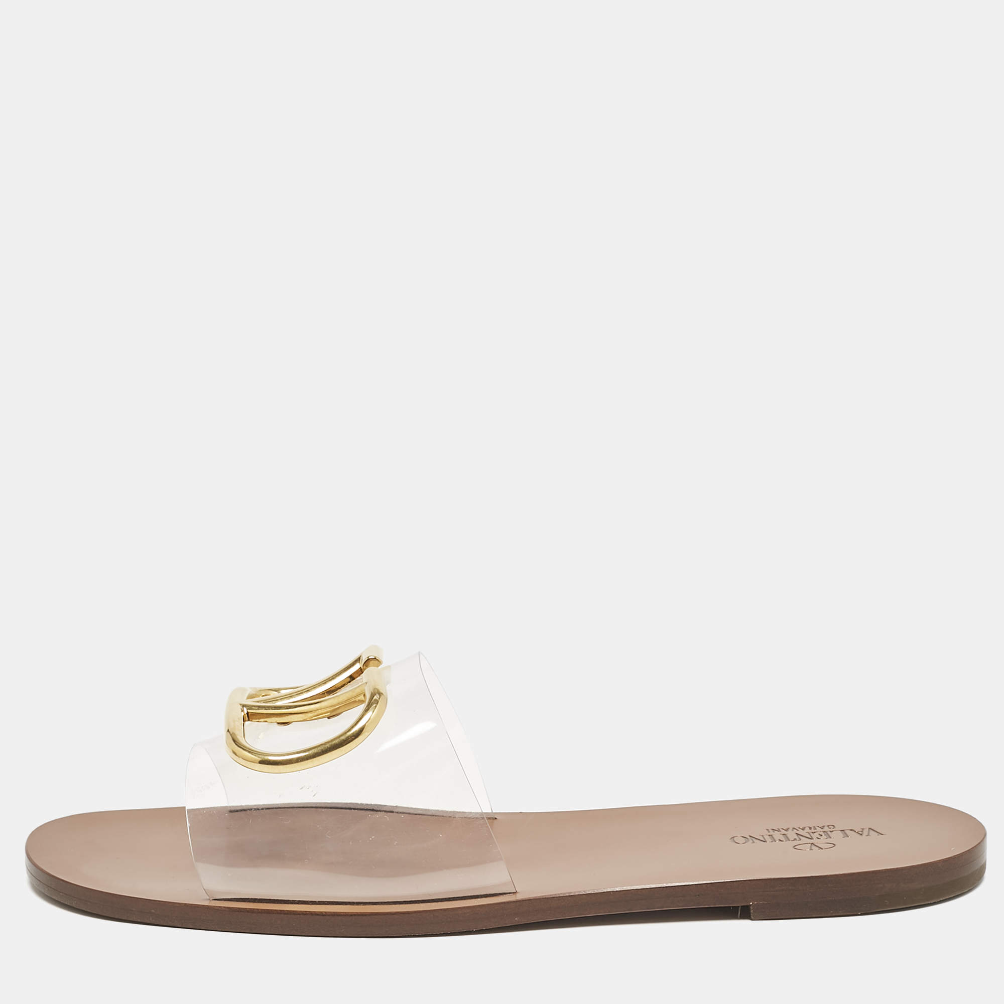Valentino Tranparent PVC VLogo Flat Slides Size 40.5
