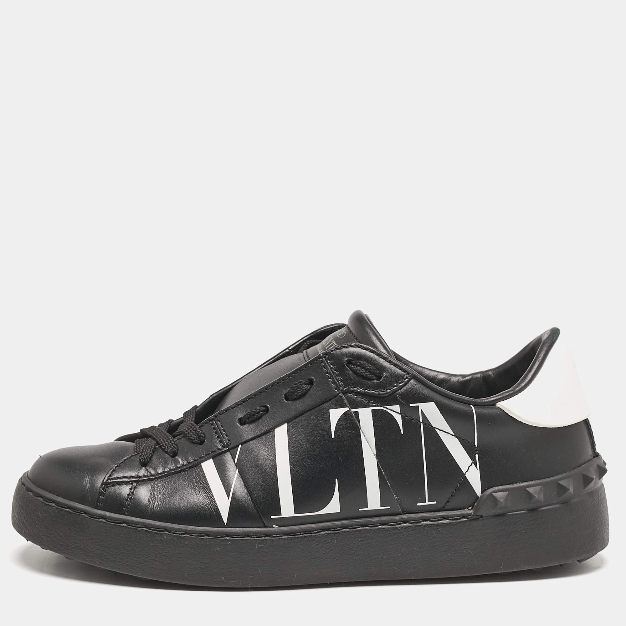 Valentino Black/White Leather VLTN Low Top Sneakers Size 36.5