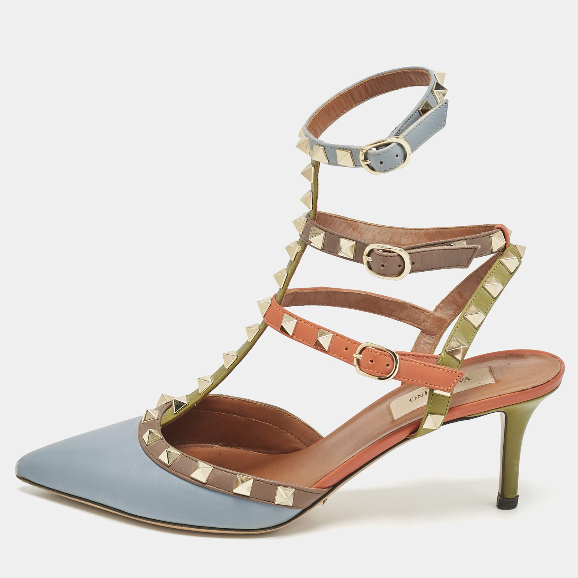 Valentino Multicolor Leather Rockstud Pumps Size 39