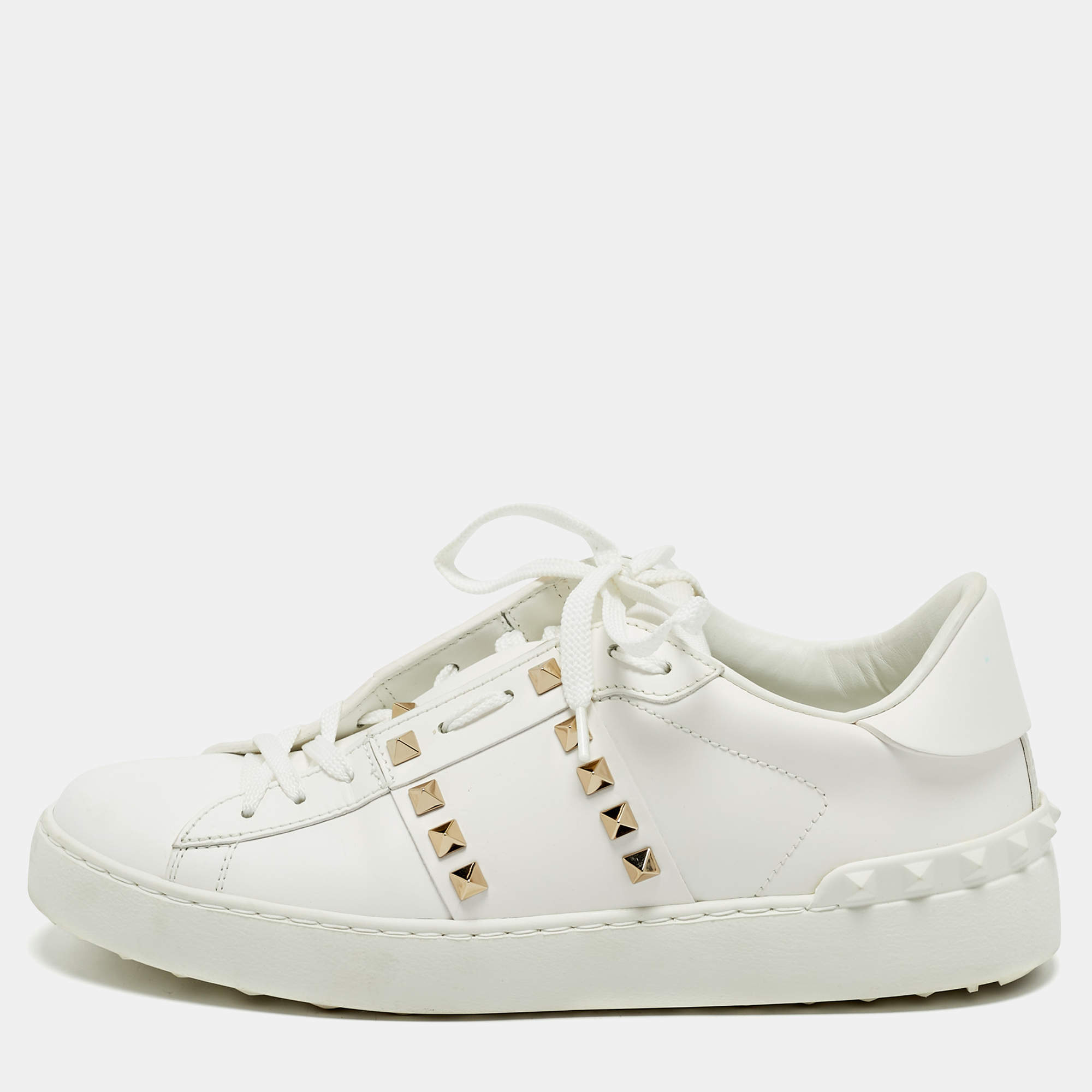 Valentino White Leather Rockstud Untitled Sneakers Size 39