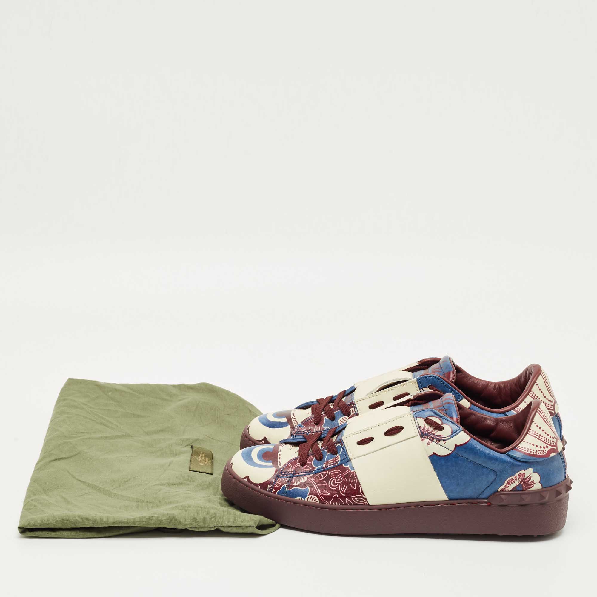 Valentino Burgundy Leather Rockstud High Top Sneakers Size