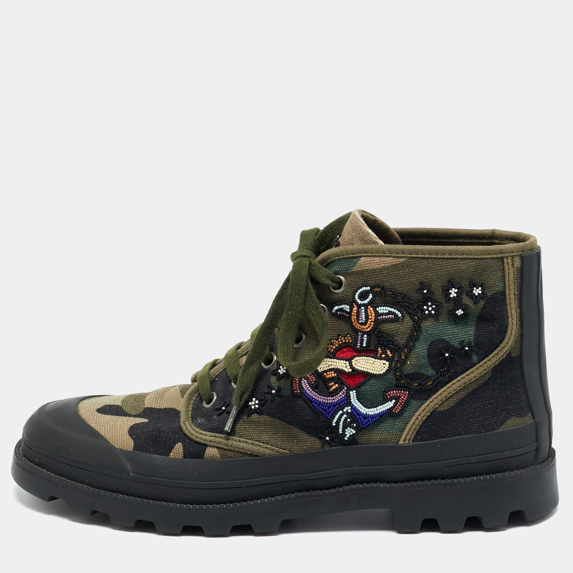 Pre Owned Valentino Multicolor Camouflage Canvas High Top Sneakers Size 41