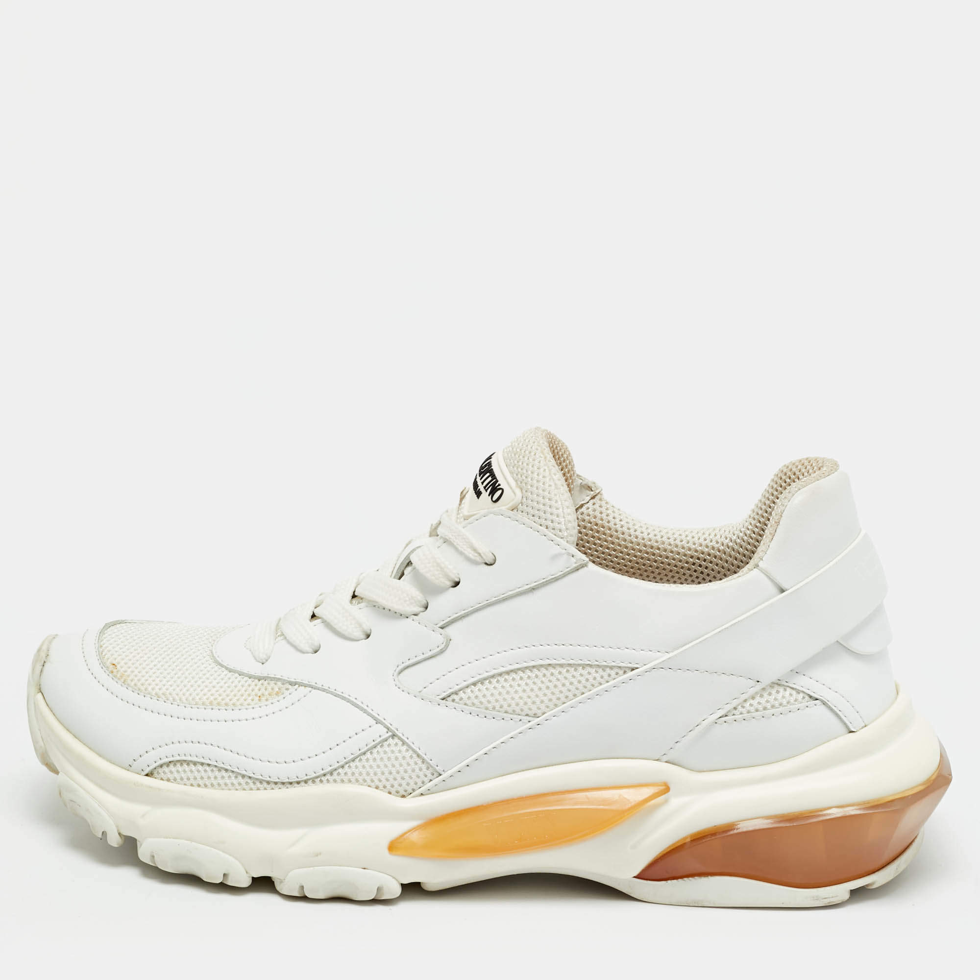 مملوكة مسبقًا Valentino Climbers Size 38 White Leather and Mesh Lace Up Sneakers