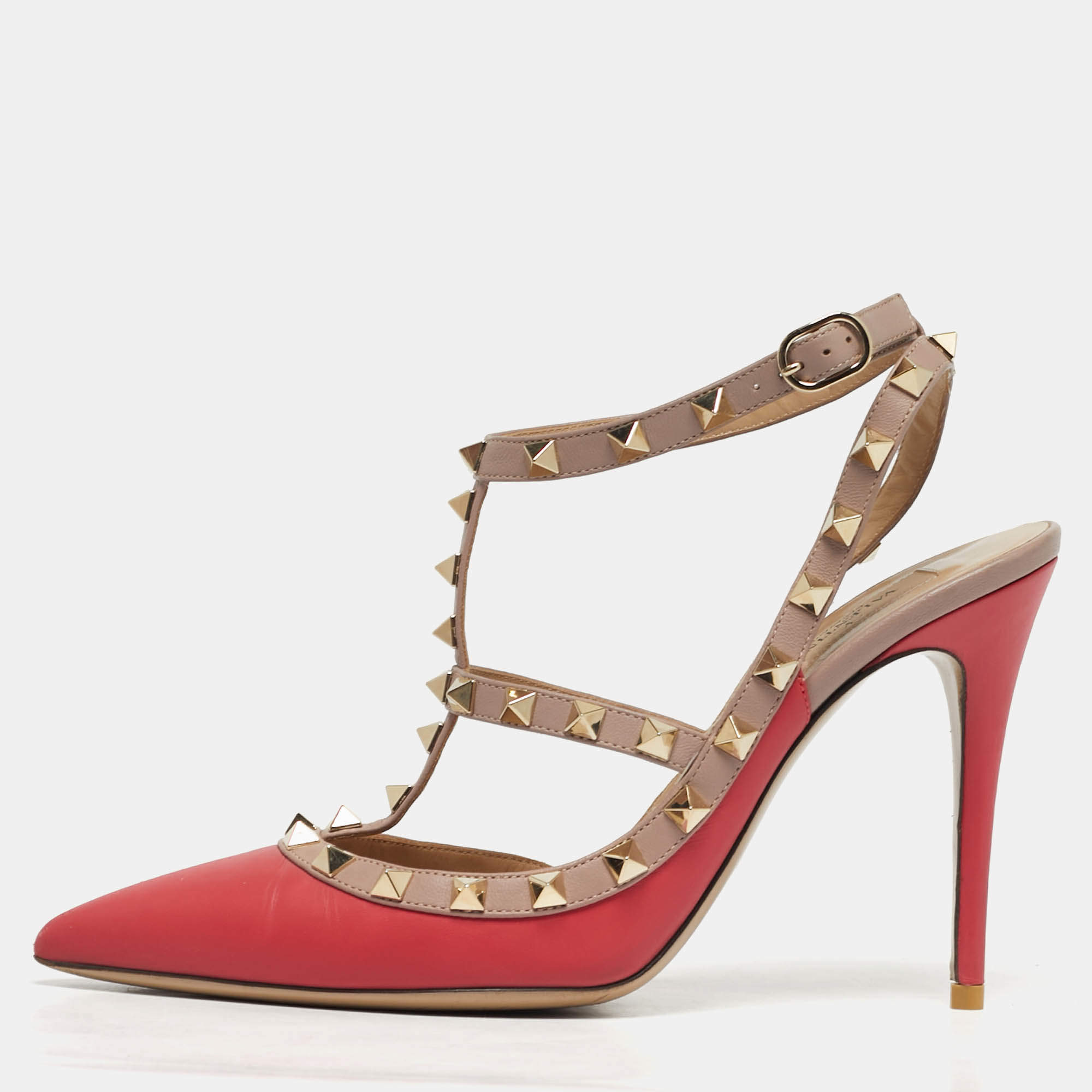 مملوكة مسبقًا Valentino Rockstud Size 39 Pink/Beige Leather Pumps