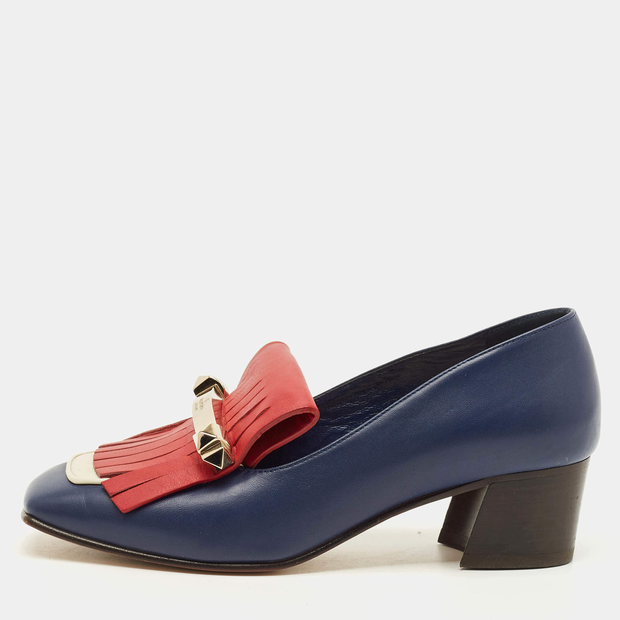 Pre Owned حذاء كعب عالي فالنتينو جلد متعدد الألوان شُرابات كتلة كعب مقاس 35.5