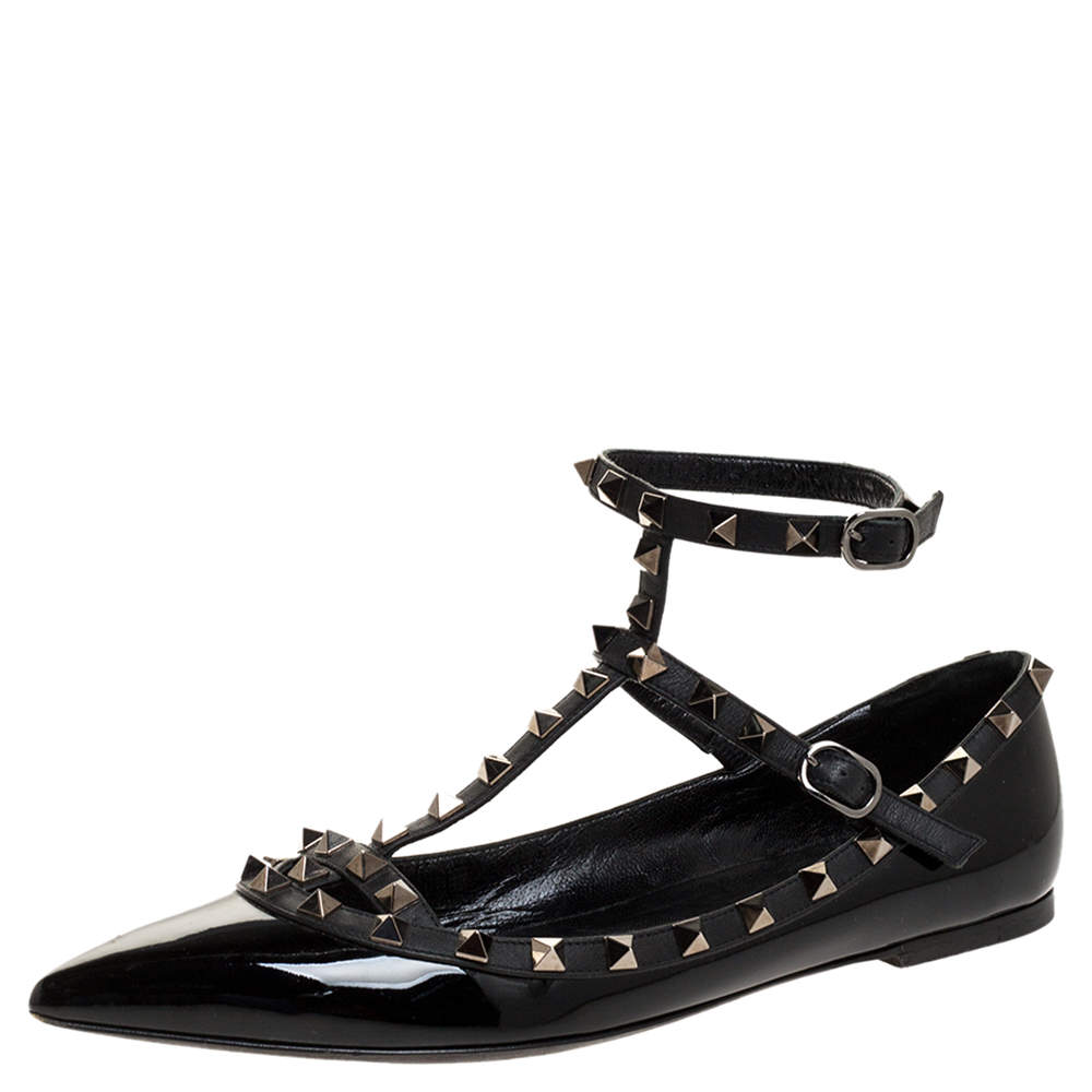 Valentino Patent Leather Rockstud Caged Ballet Flats Size 39 |