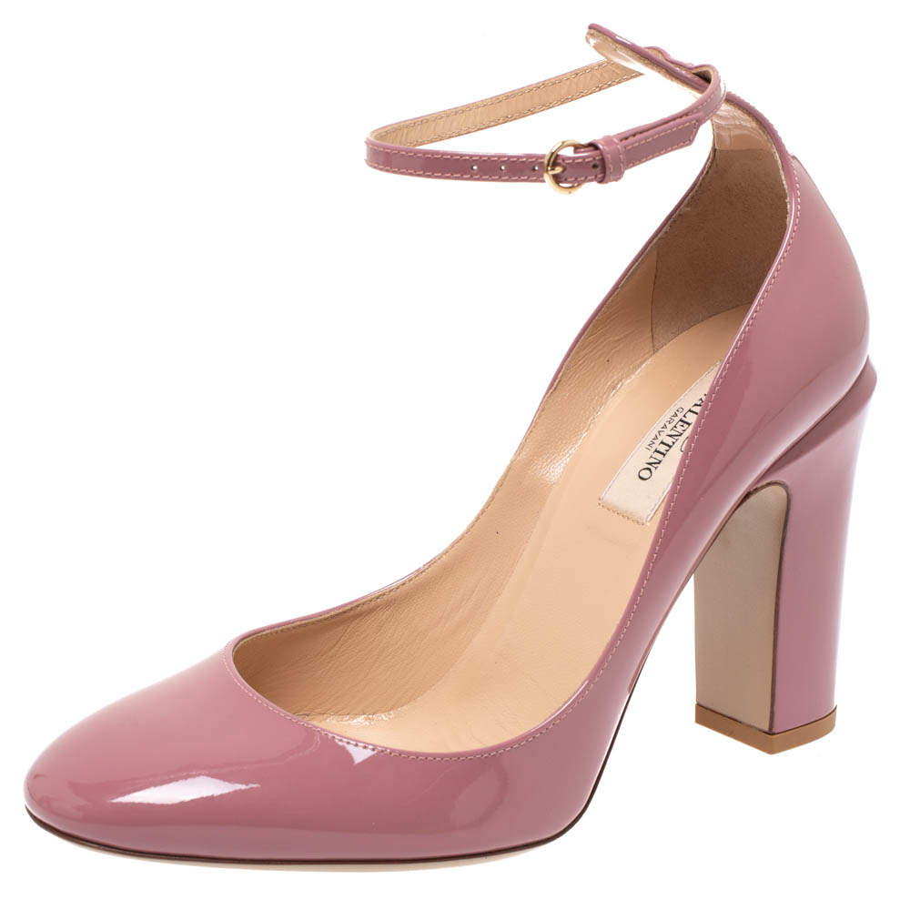 Pre Owned Valentino Pink Patent Leather Tango Pumps Size 38.5