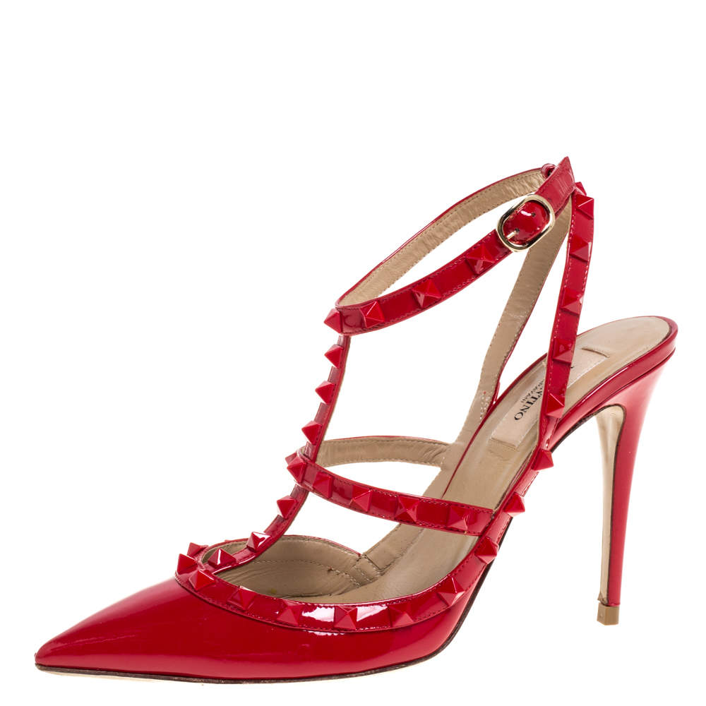 Valentino Red Patent Leather Rockstud Pumps Size 39.5