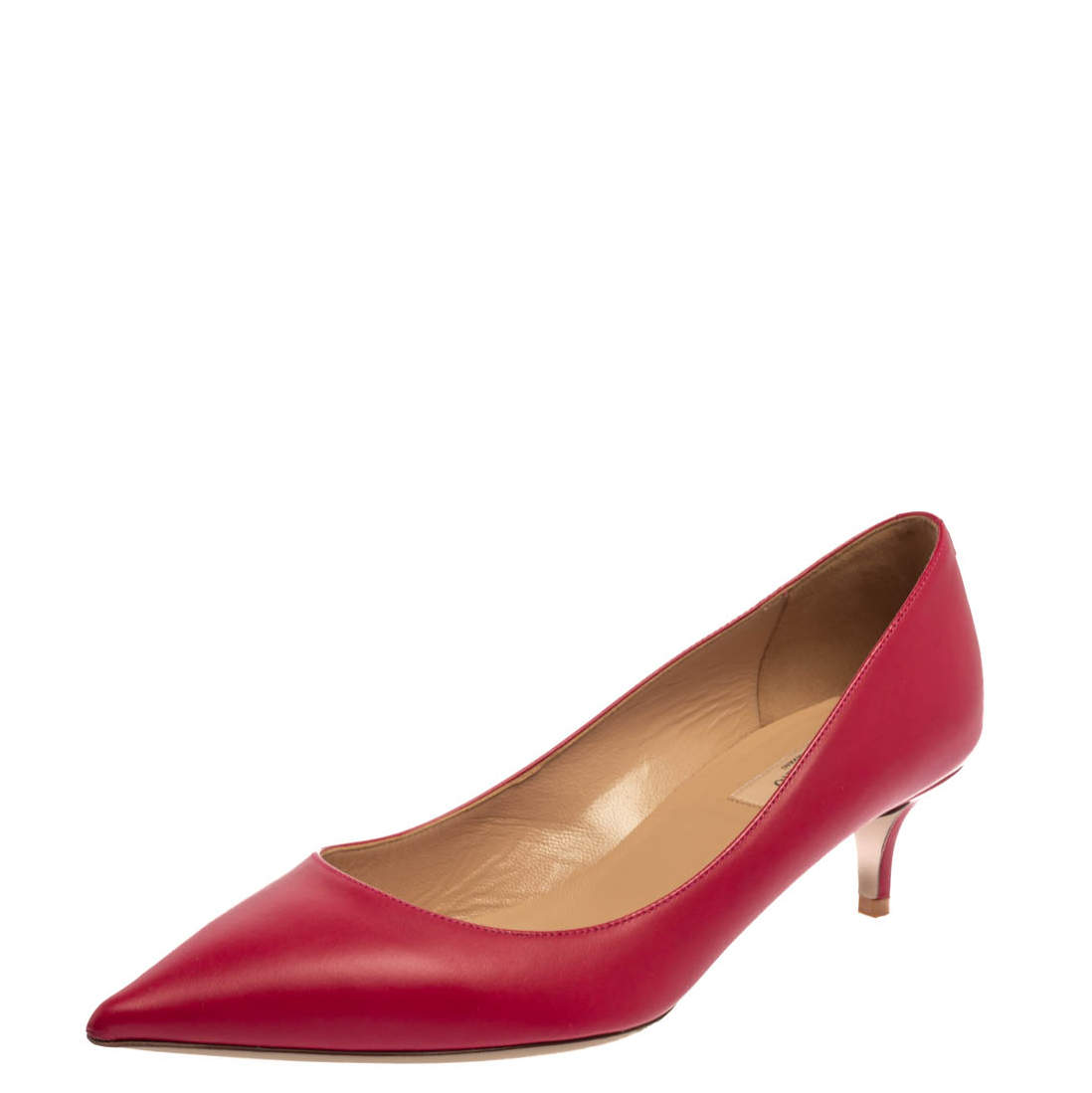 مملوكة مسبقًا حذاء كعب عالي فالنتينو مرصع روكستد و كعب كيتن أحمر مقاس 38
