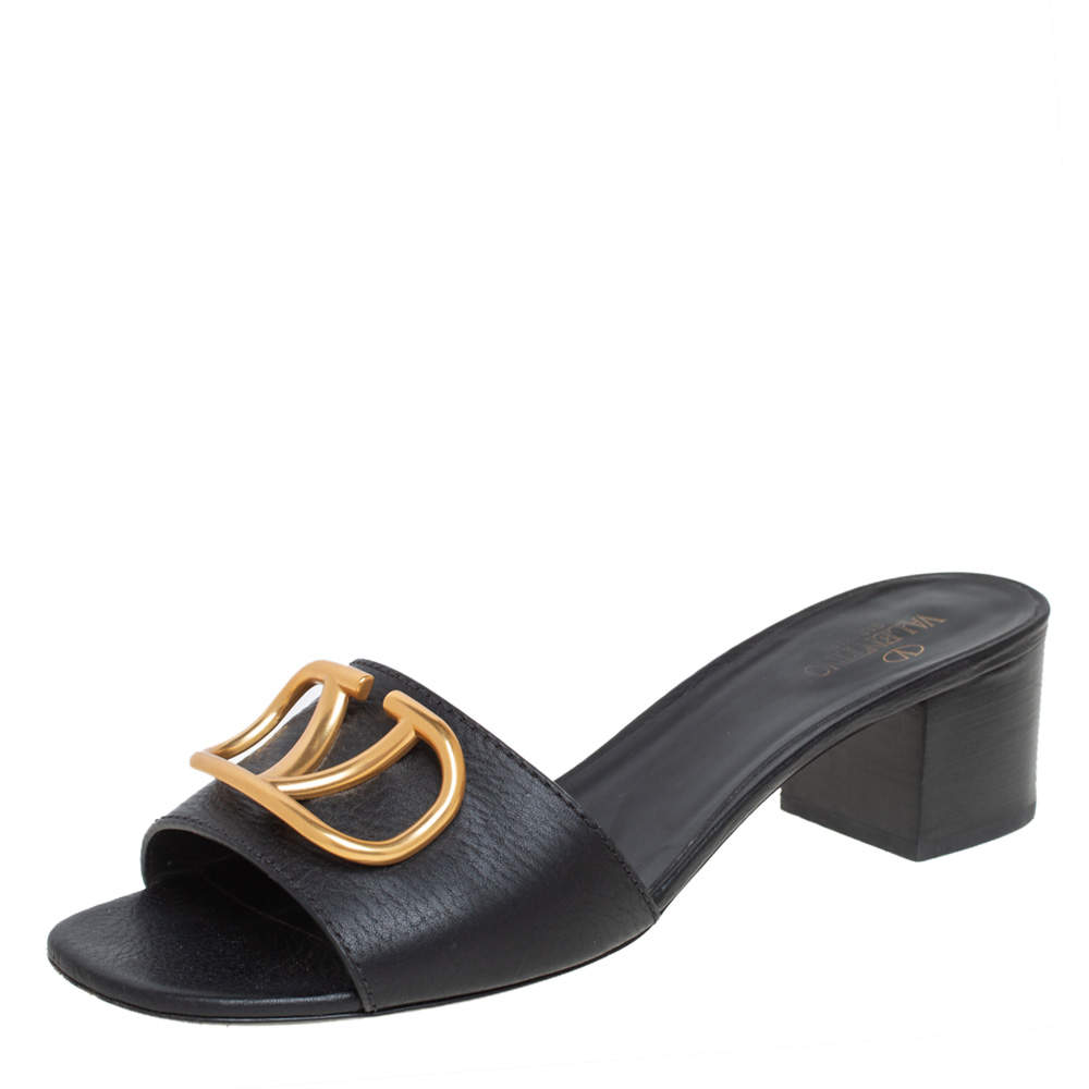 Valentino Black Leather Vlogo Mule Sandals Size 41 Valentino | The ...