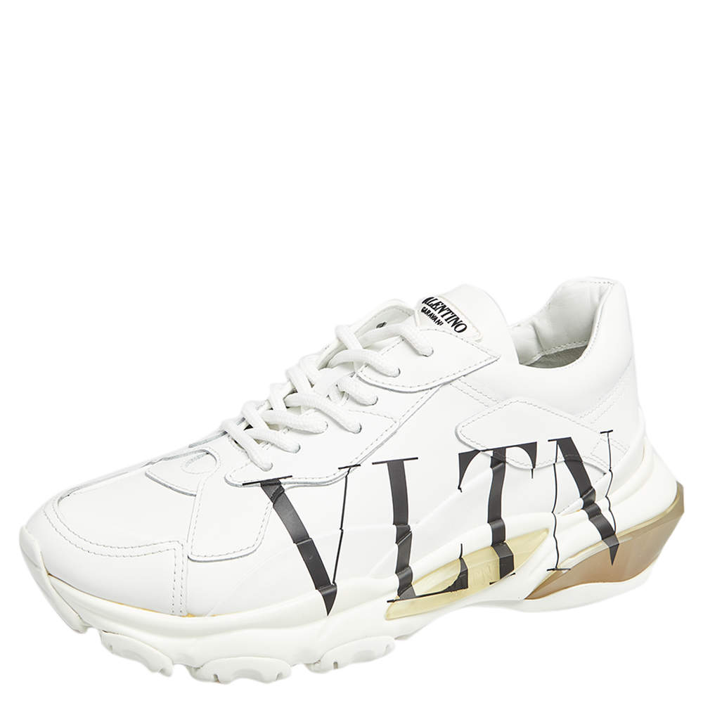 Pre Owned Valentino White Leather VLTN Chunky Sneakers Size 37.5