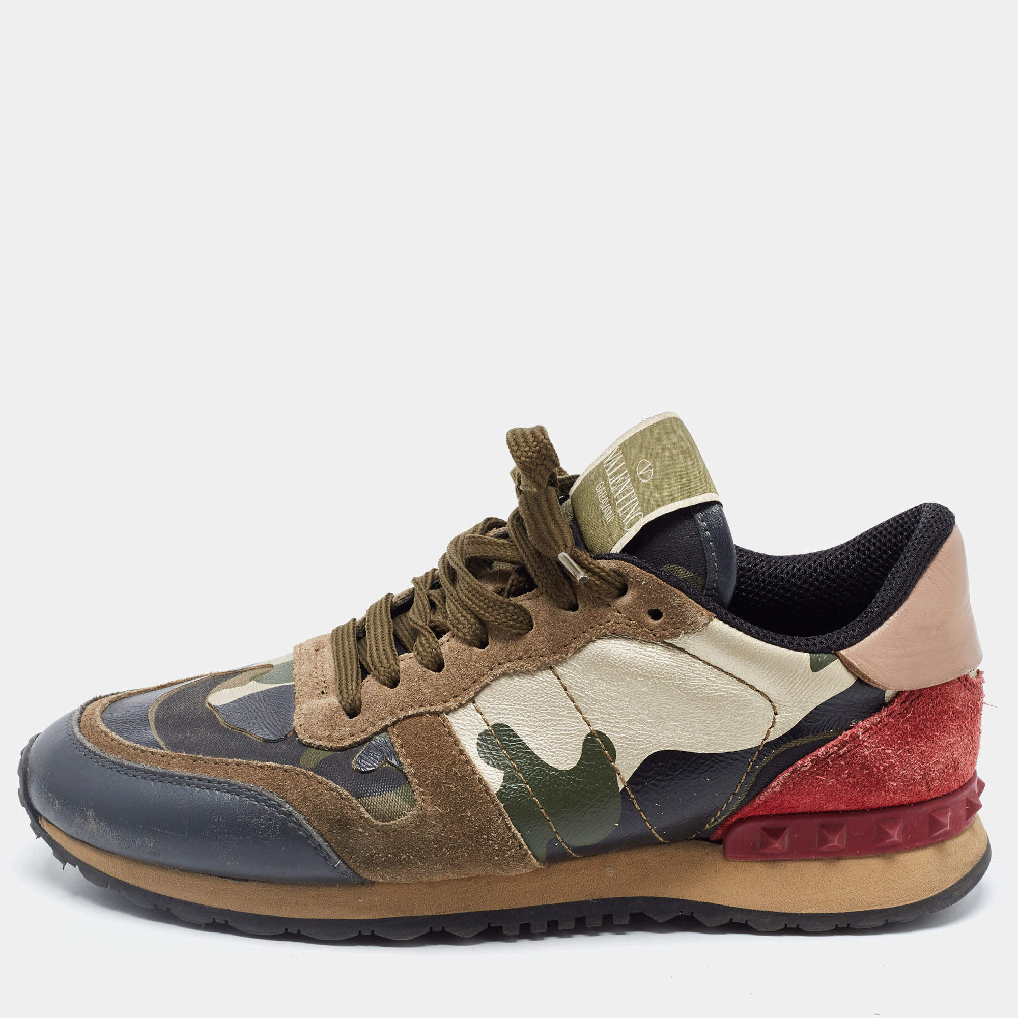 Kammerat drag Udvidelse Valentino Multicolor Camo Print Leather and Suede Rockrunner Sneakers Size  37 Valentino | TLC