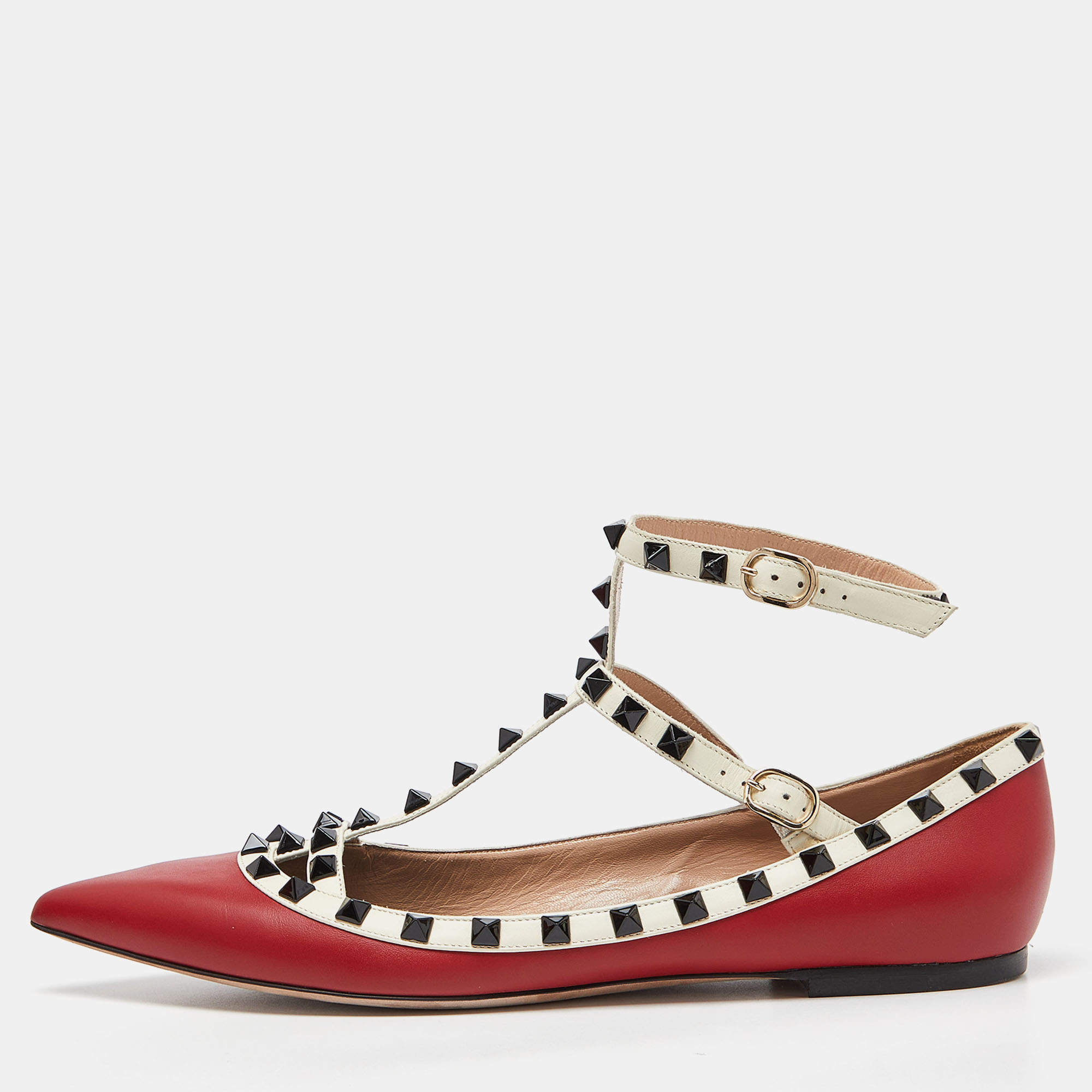 Valentino rockstud flats red hotsell