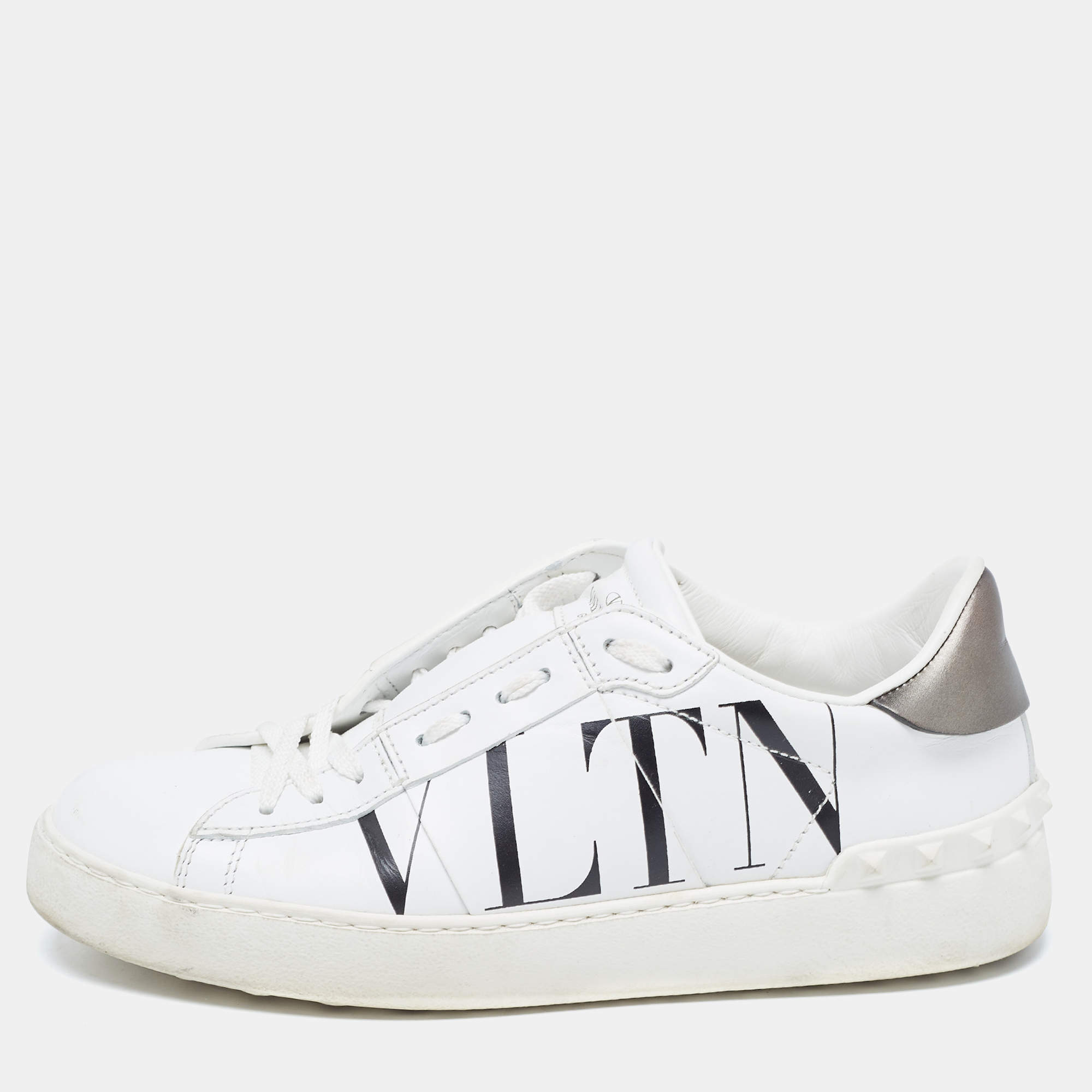 Valentino White Leather VLTN Open Sneakers Size 37