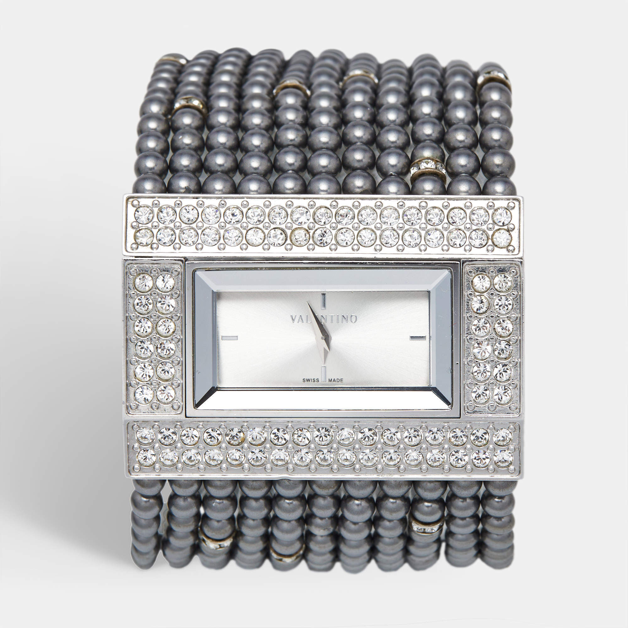 Pre Owned ساعة يد نسائية فالنتينو 52376 ستانلس ستيل فضية 45مم