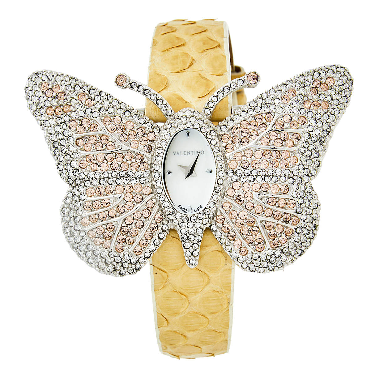 Valentino Mother of Pearl Stainless Steel Python 8751285015 Women's Wristwatch 46 mm