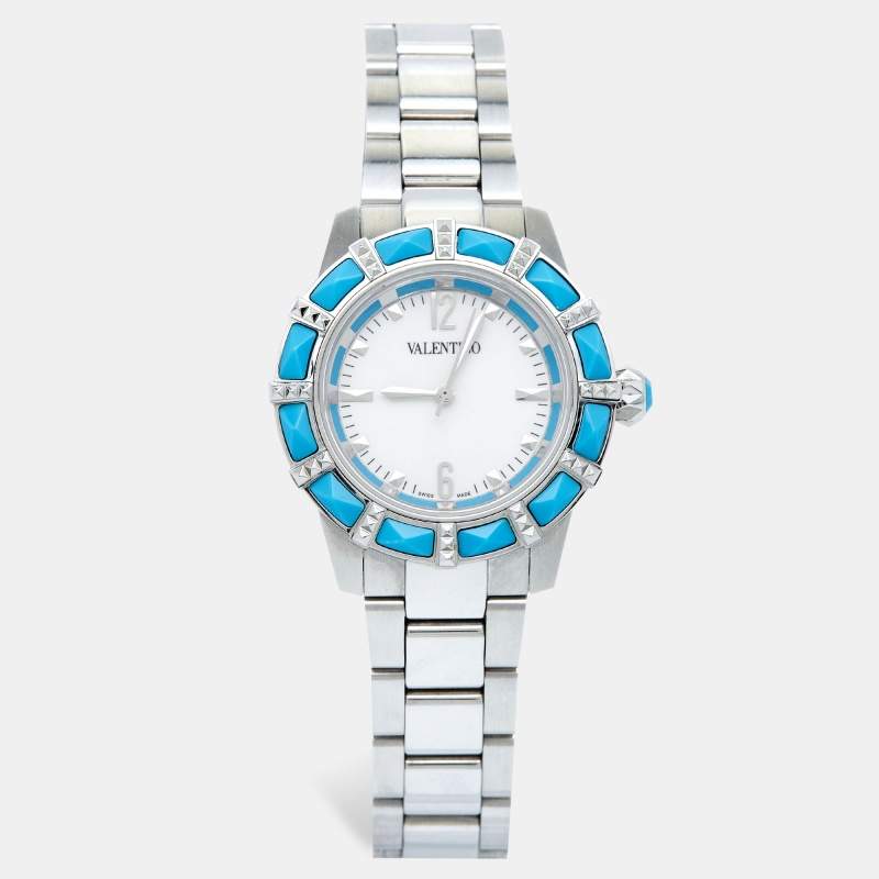 Pre Owned Valentino White Stainless Steel Eden V54 Women's Wristwatch 38 mm