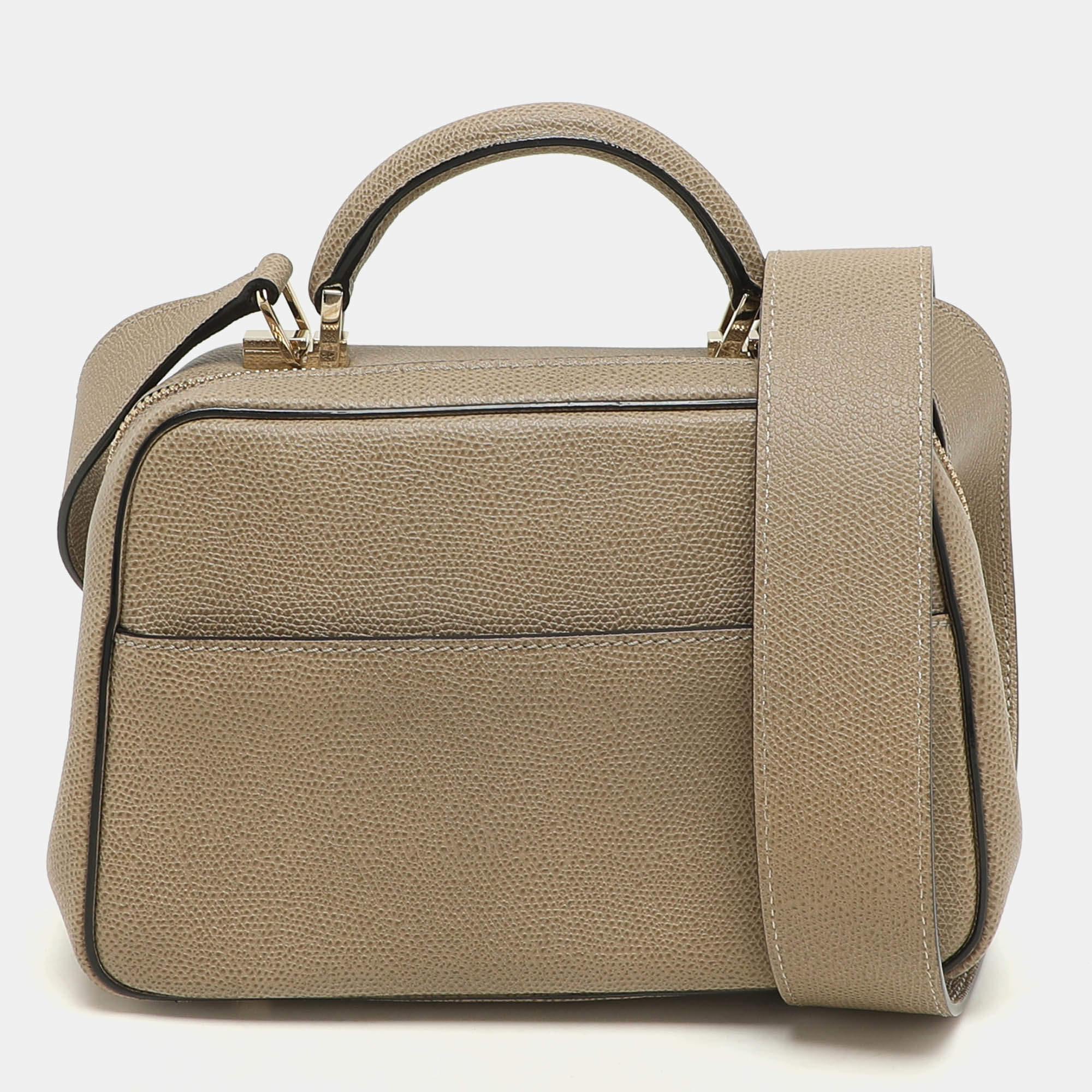Valextra Beige Leather Top Handle Bag