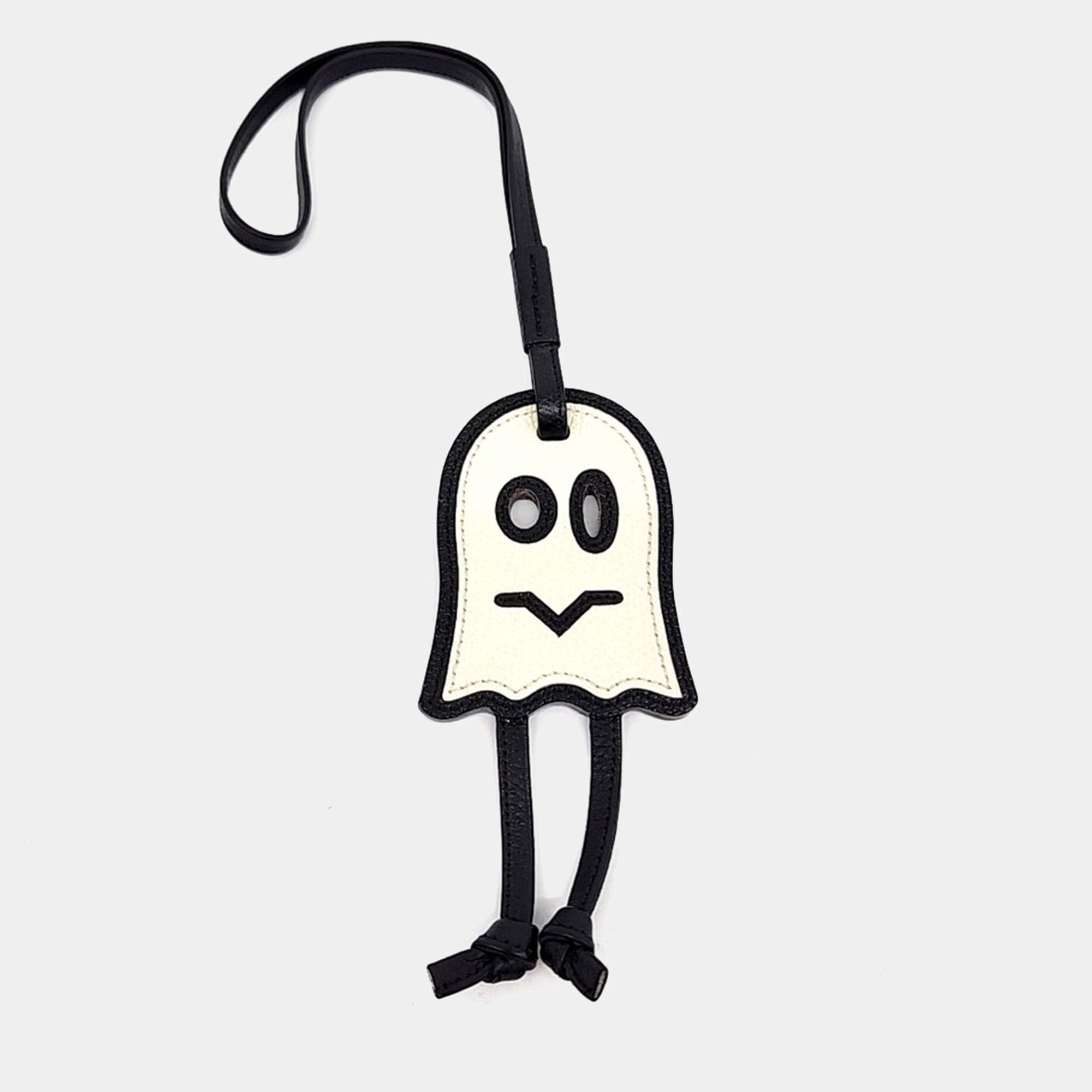 Pre Owned Valextra Black/White Leather Ghost Bag Charm