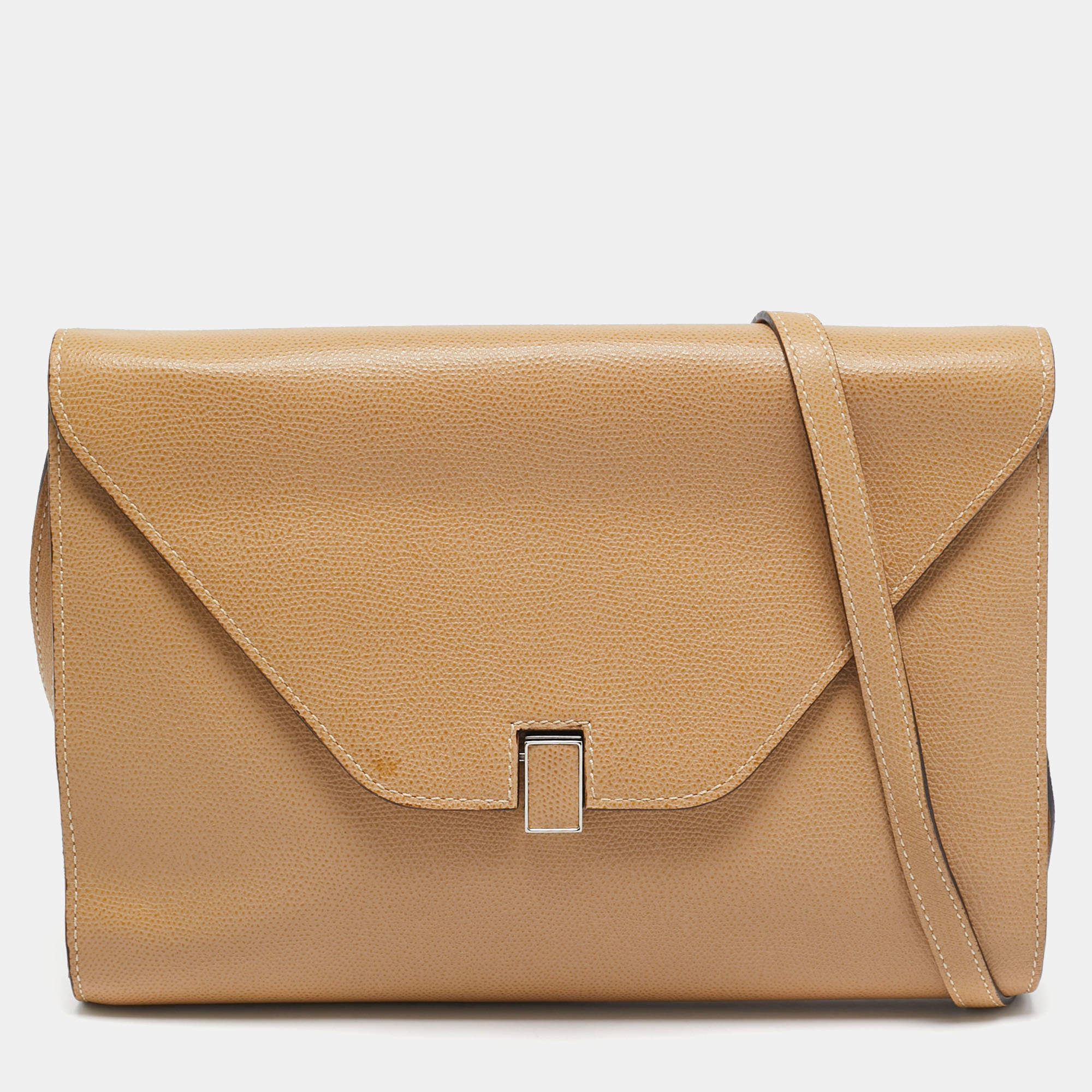 Valextra Beige Leather Iside Flap Shoulder Bag
