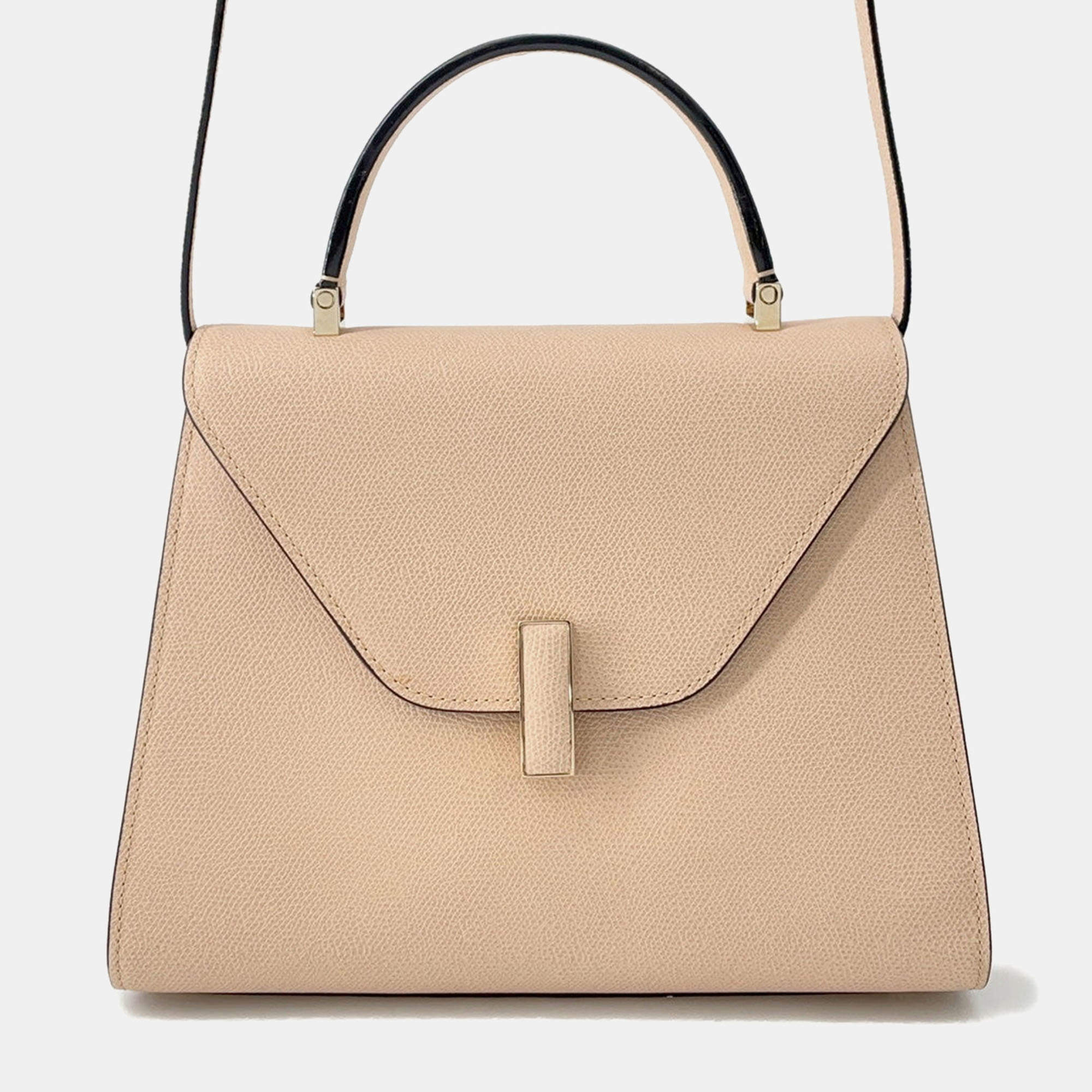 Pre Owned Valextra Idide 2Way Handbag Beige Leather Size Medium