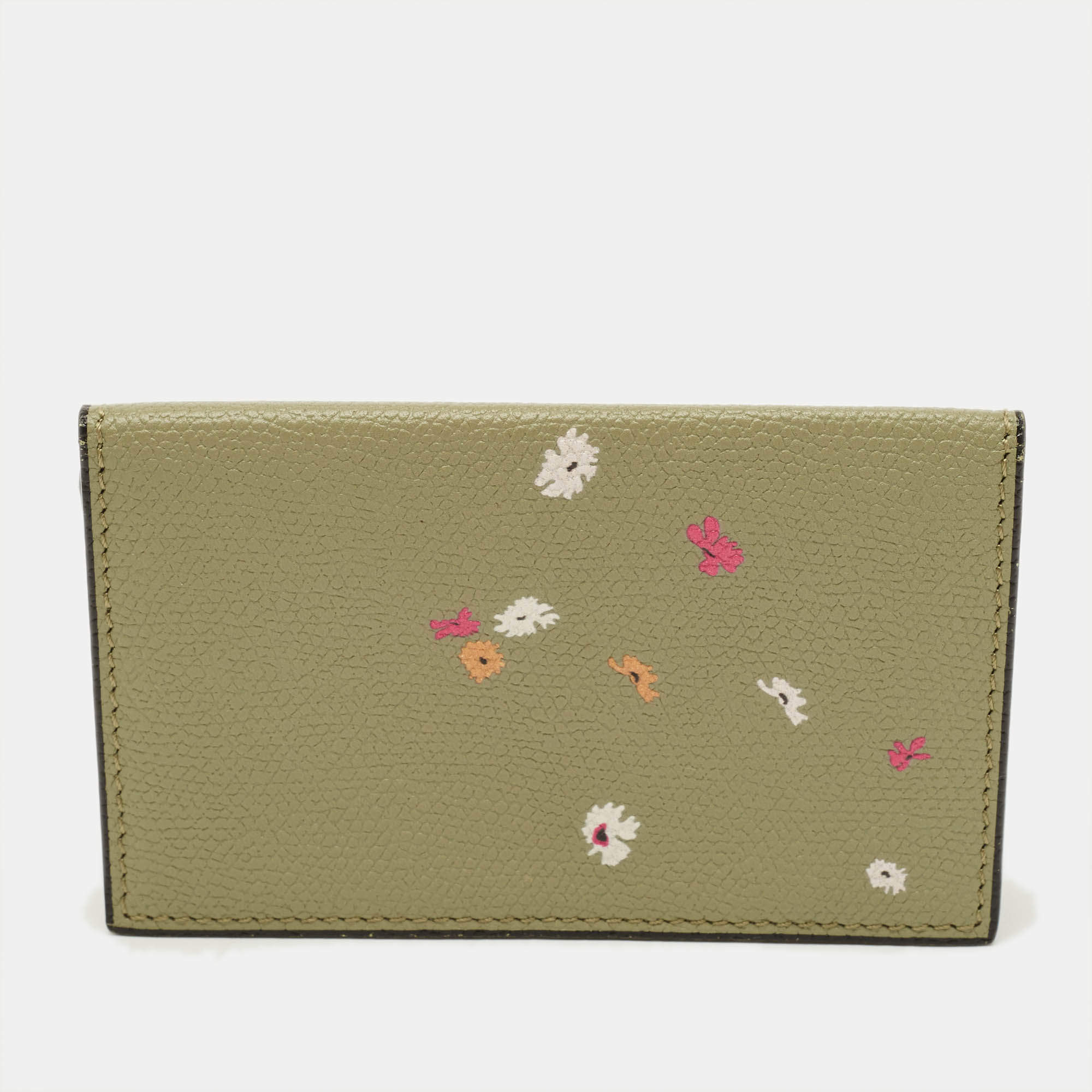 Pre Owned حامل بطاقات فاليكسترا أوندا جلدي أخضر