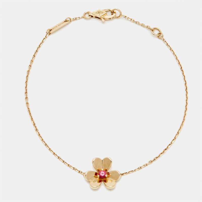 Pre Owned Van Cleef & Arpels Frivole Ruby 18k Rose Gold Bracelet