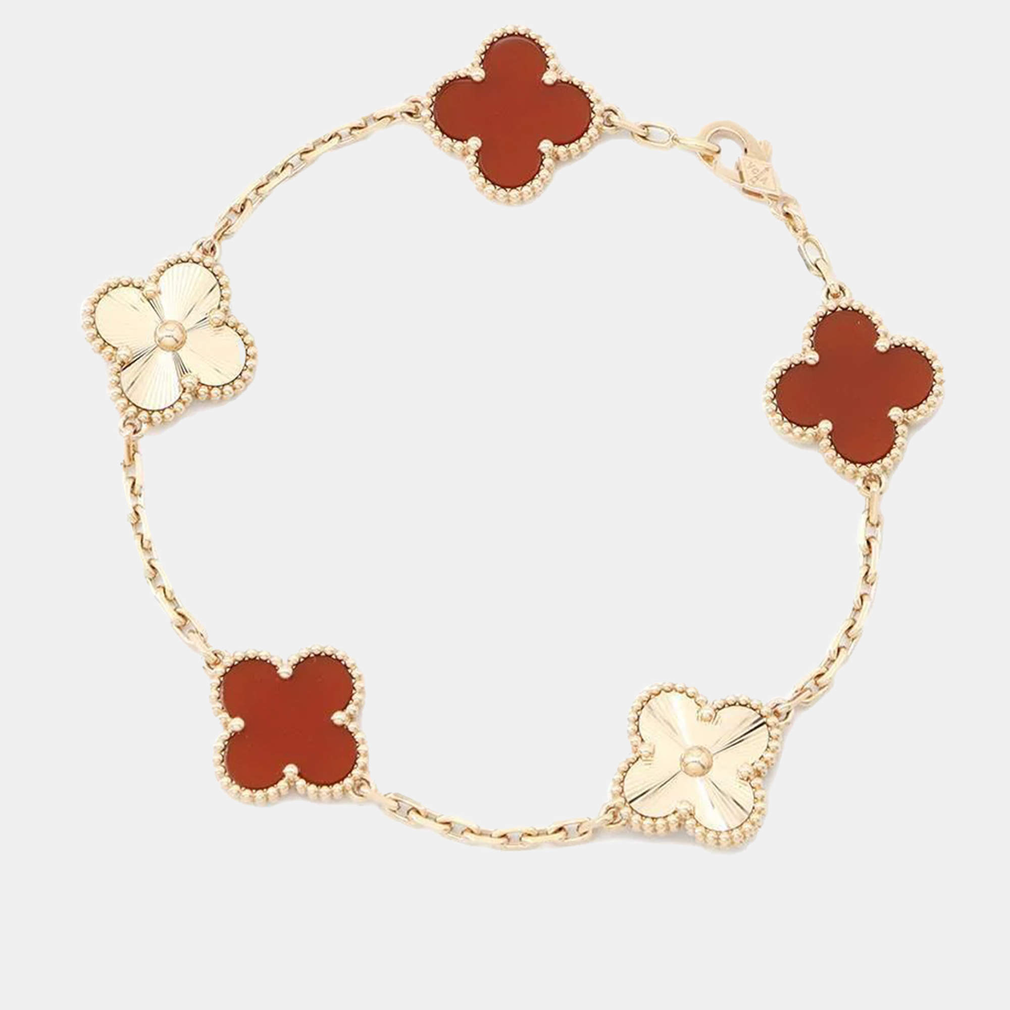 Van Cleef & Arpels 18K Rose Gold Vintage Alhambra 5 Motif Bracelet