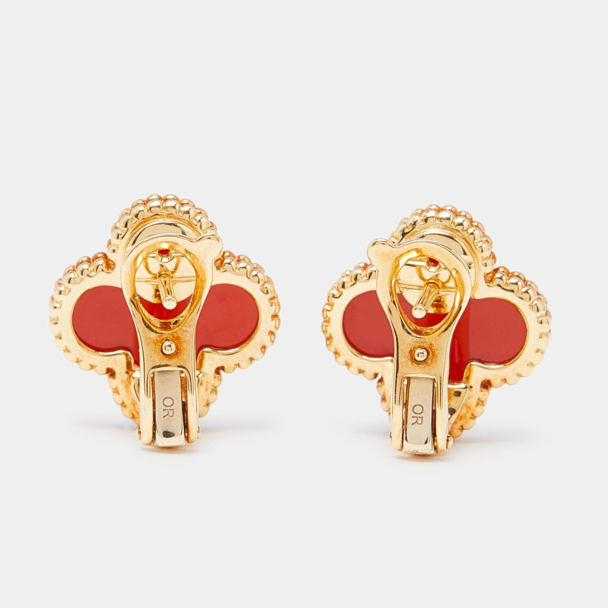 2024 18K Yellow Gold ALHAMBRA Red Carnelian Earrings